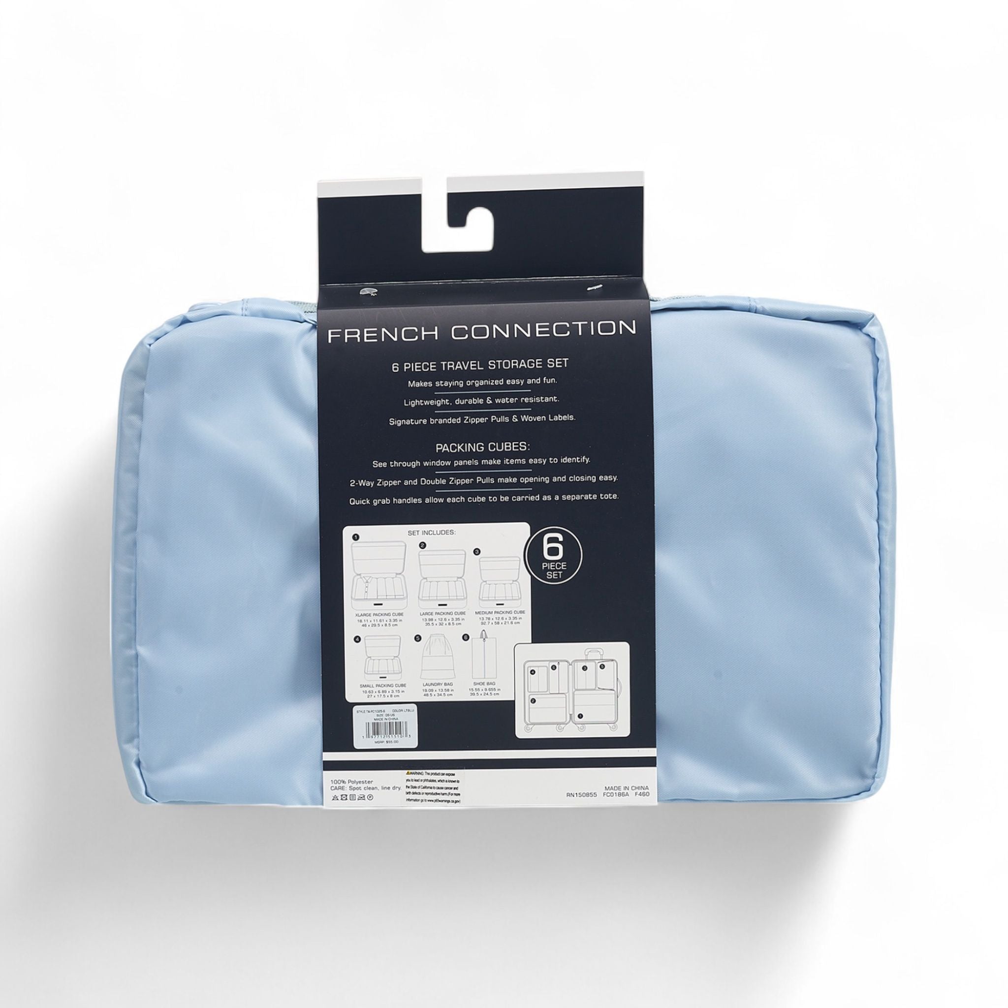 French Connection 6pc Packing Cube Set - Travel Storage Set for Luggage