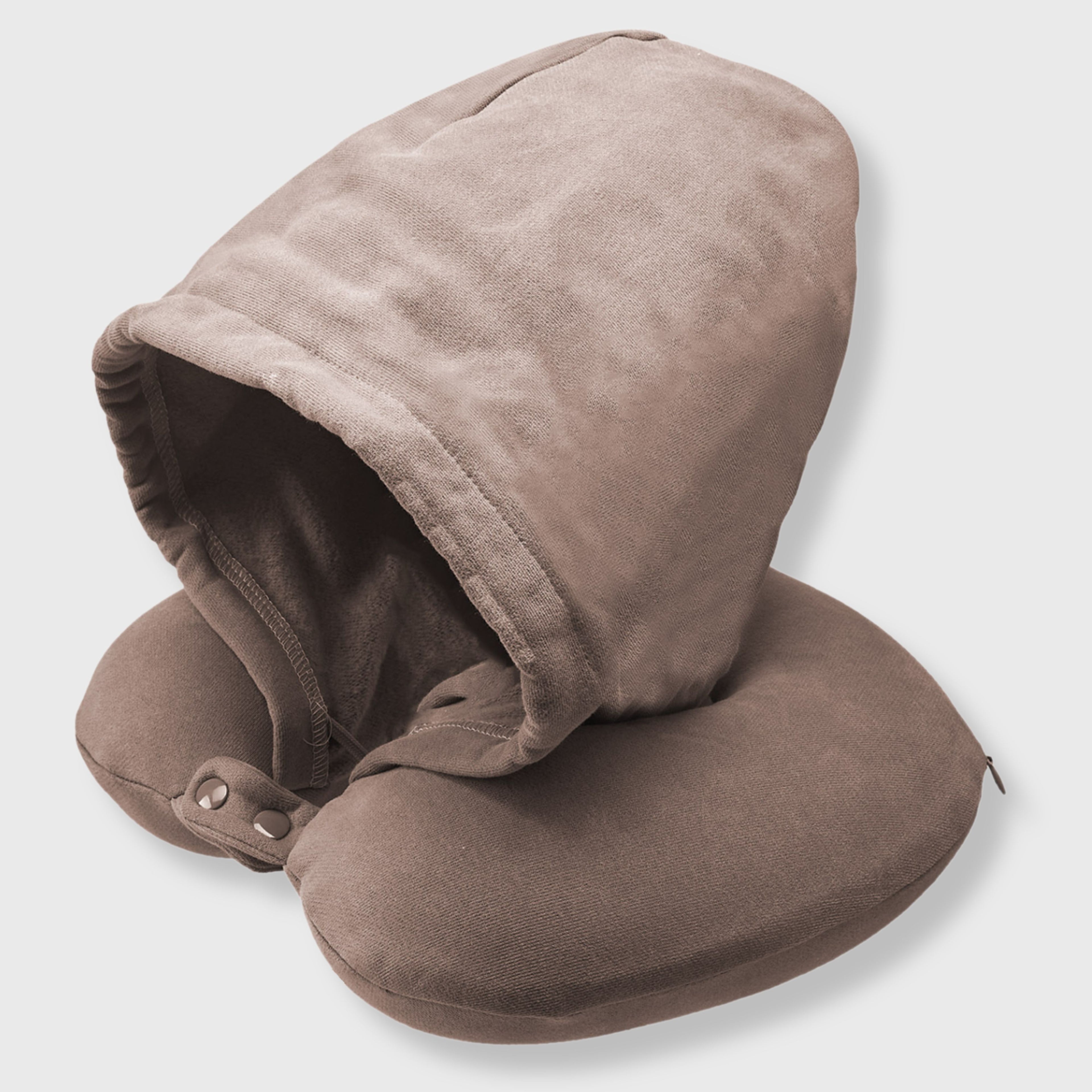 French Connection Hooded Memory Foam Travel Pillow - Neck Pillow with Comfort Hood & Washable Cover