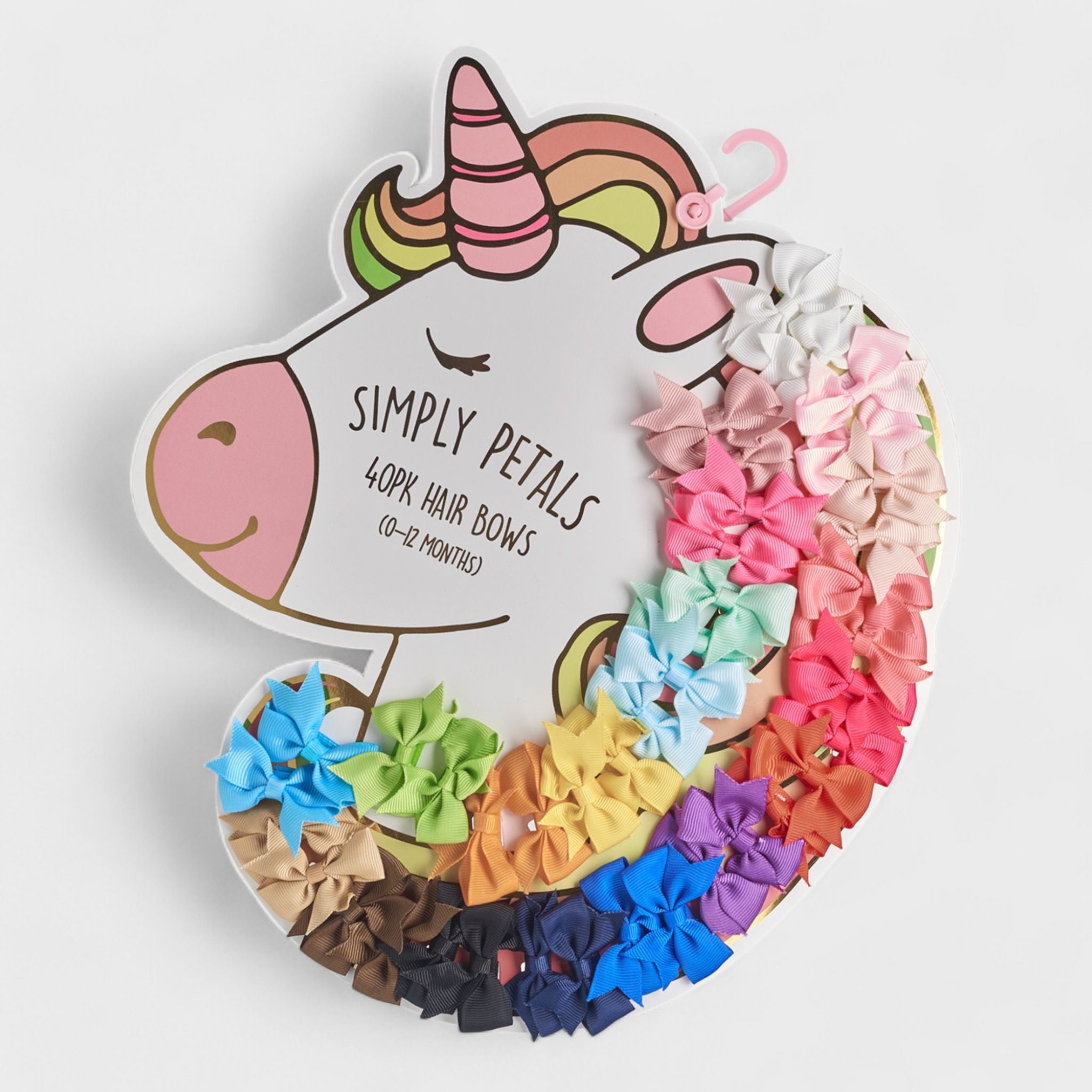 Simply Petals 40-Pack Unicorn Themed Hair Bow Set -  Assorted Baby Bows for 0-12 Months, Colorful Clips for Infants, Girl, 40pcs