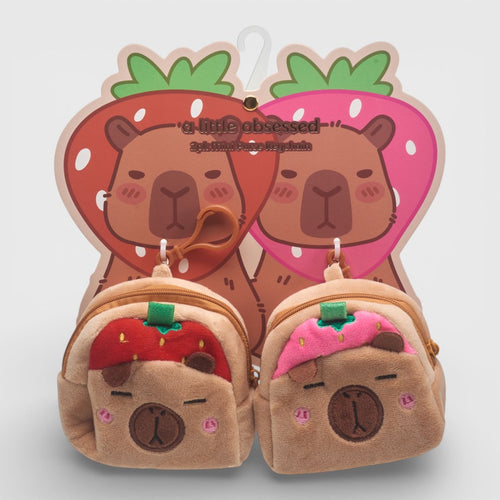 A Little Obsessed 2pk Strawberry Capybara Mini Purse Keychains
