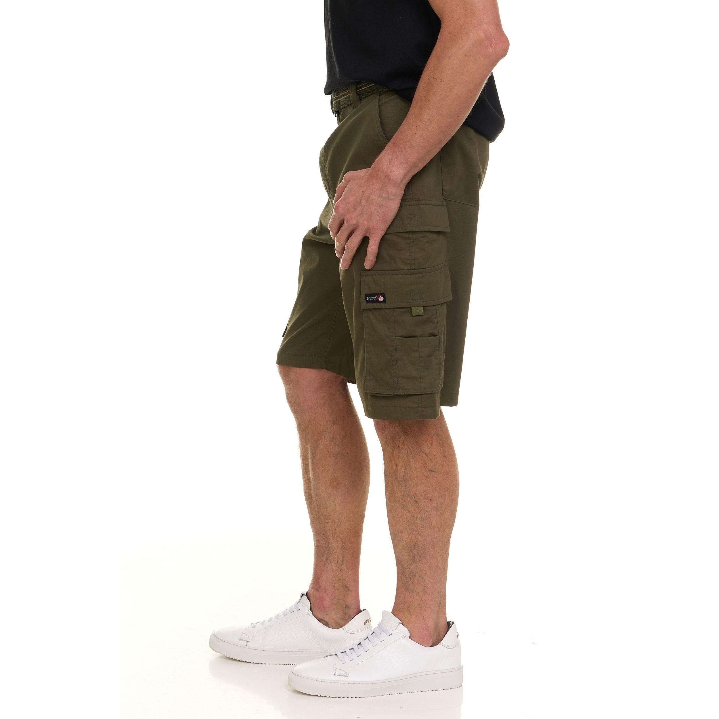 Canada Weather Gear Men’s Belted Cargo Shorts – Lightweight Cotton Stretch Fabric, Classic Fit with Multiple Pockets