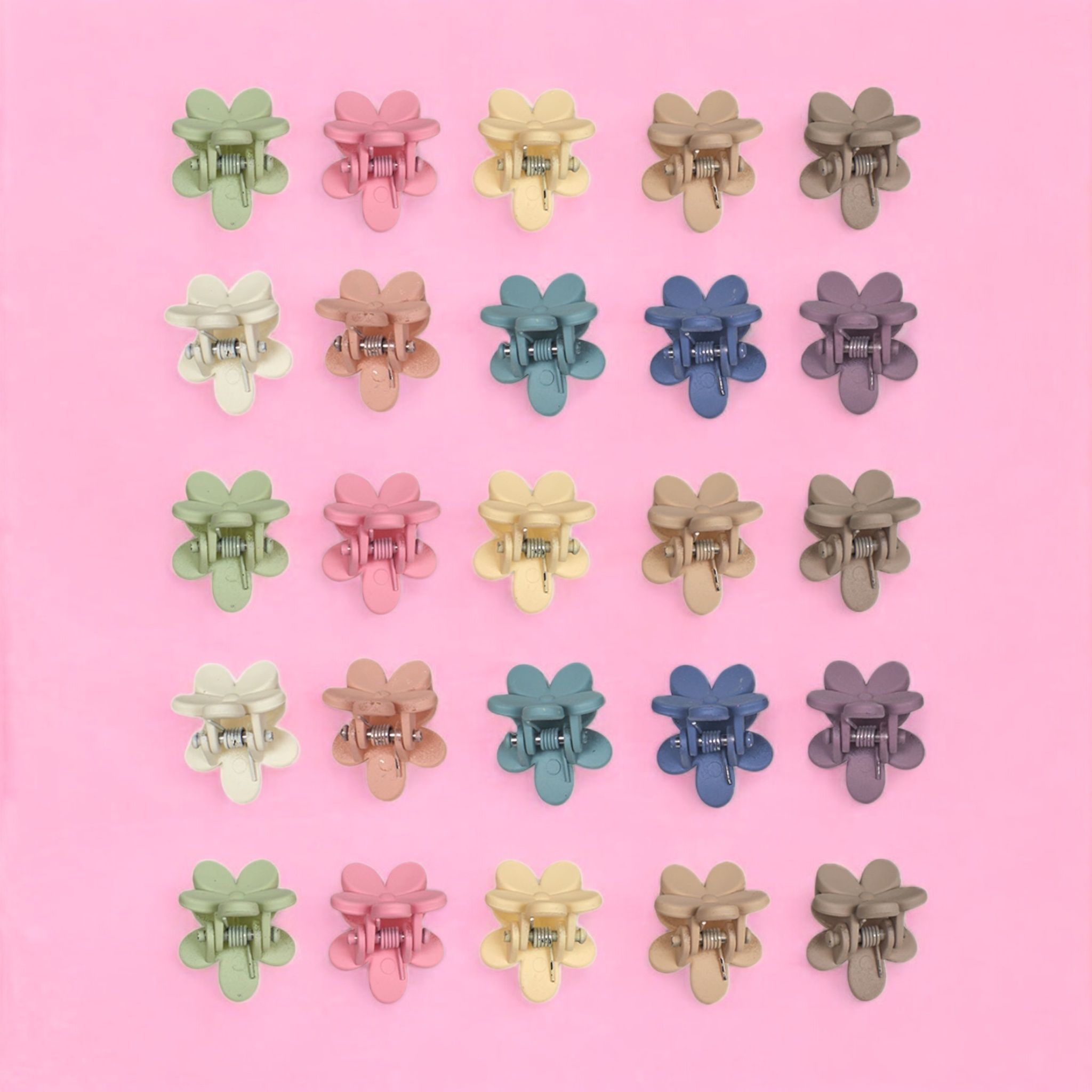 Willow & Ruby Girl's 50-Piece Mini Flower Hair Claw Clips - No-Slip Design - 50pcs