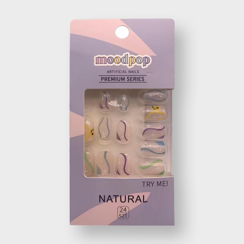 moodpop Press On Nails - Premium Artificial Fake Nails Series - 24-piece Set With Durable Adhesive Tabs