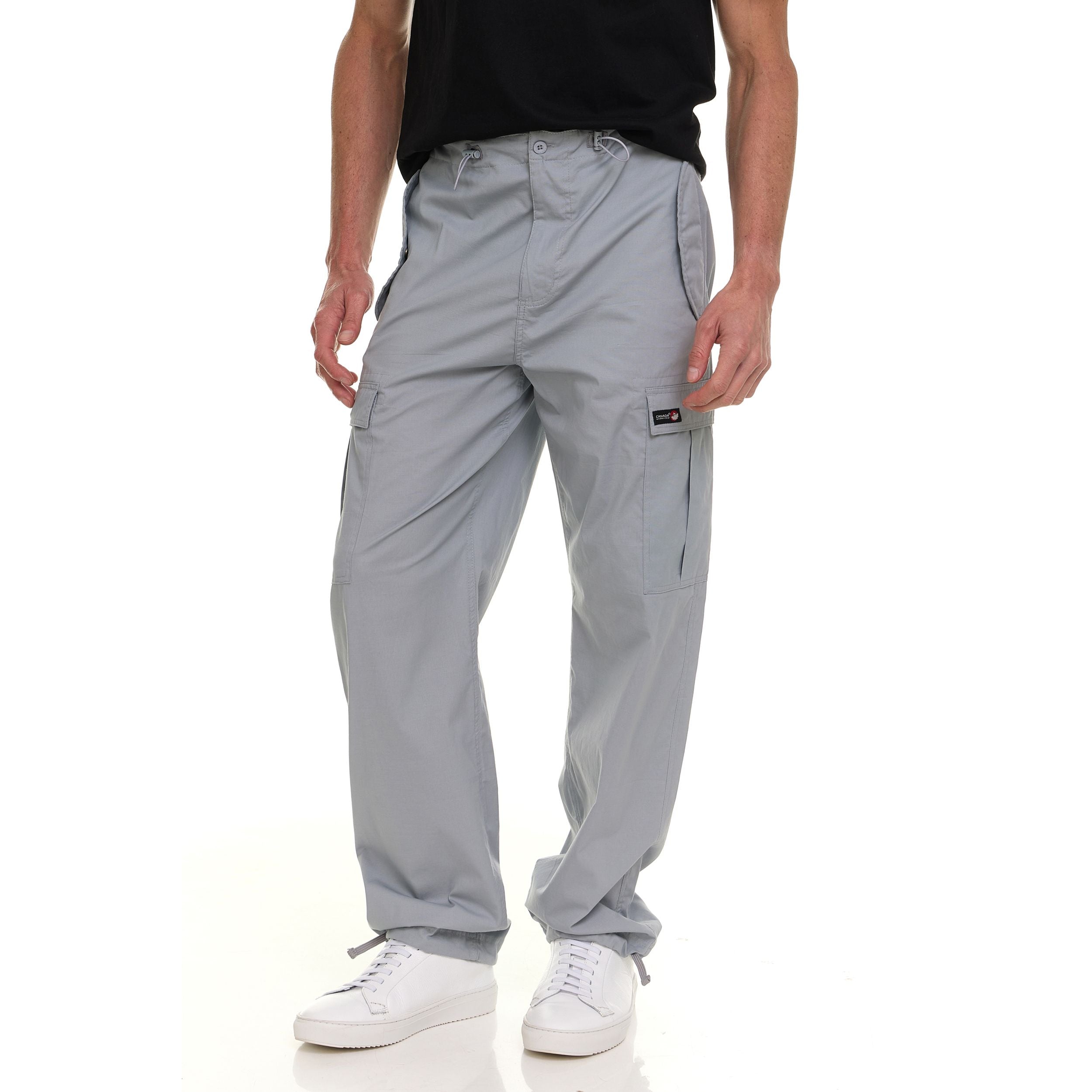 Canada Weather Gear Men’s Wide Leg Cargo Stretch Pants – Lightweight Utility Trousers with Drawstring Hem & Multi-Pockets