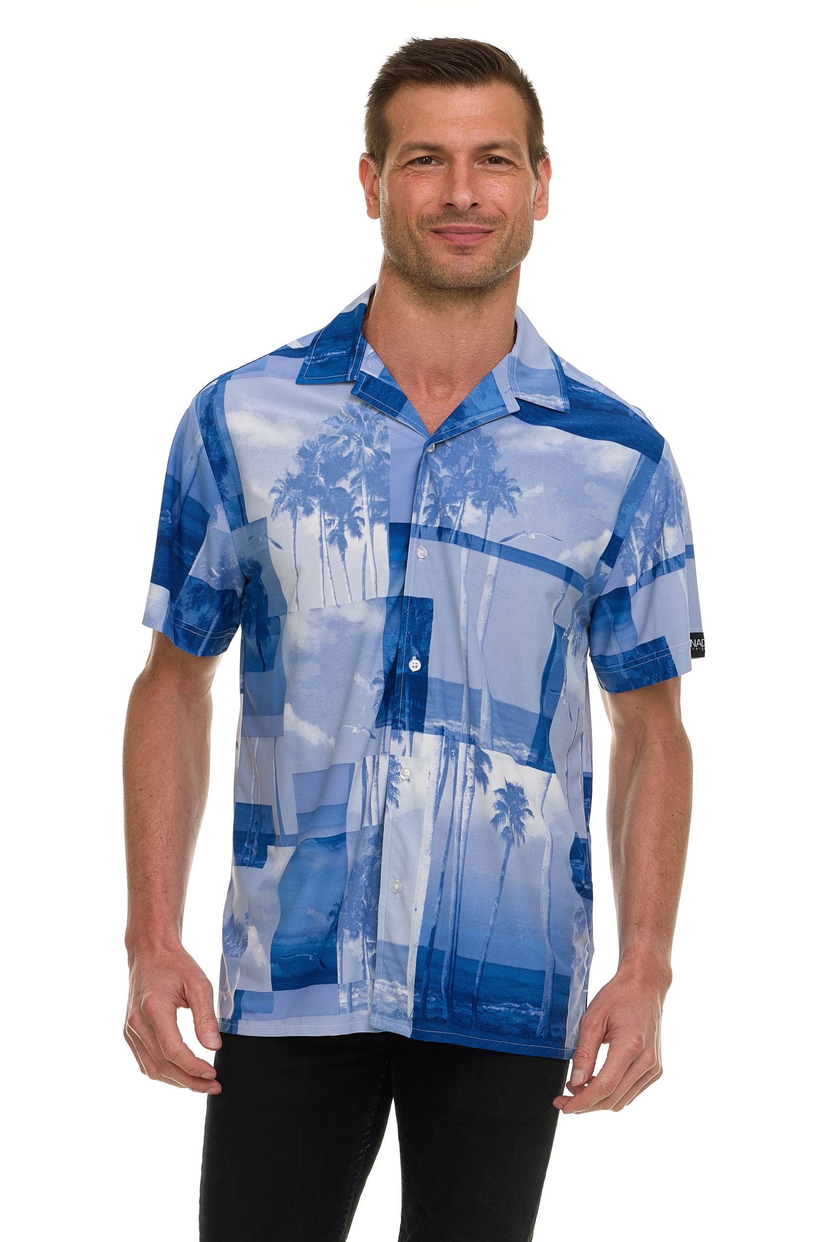 Canada Weather Gear Men’s Printed Camp Collar Shirt – , Super Stretch, 4-Way Stretch, Moisture Wicking, Wrinkle Resistant