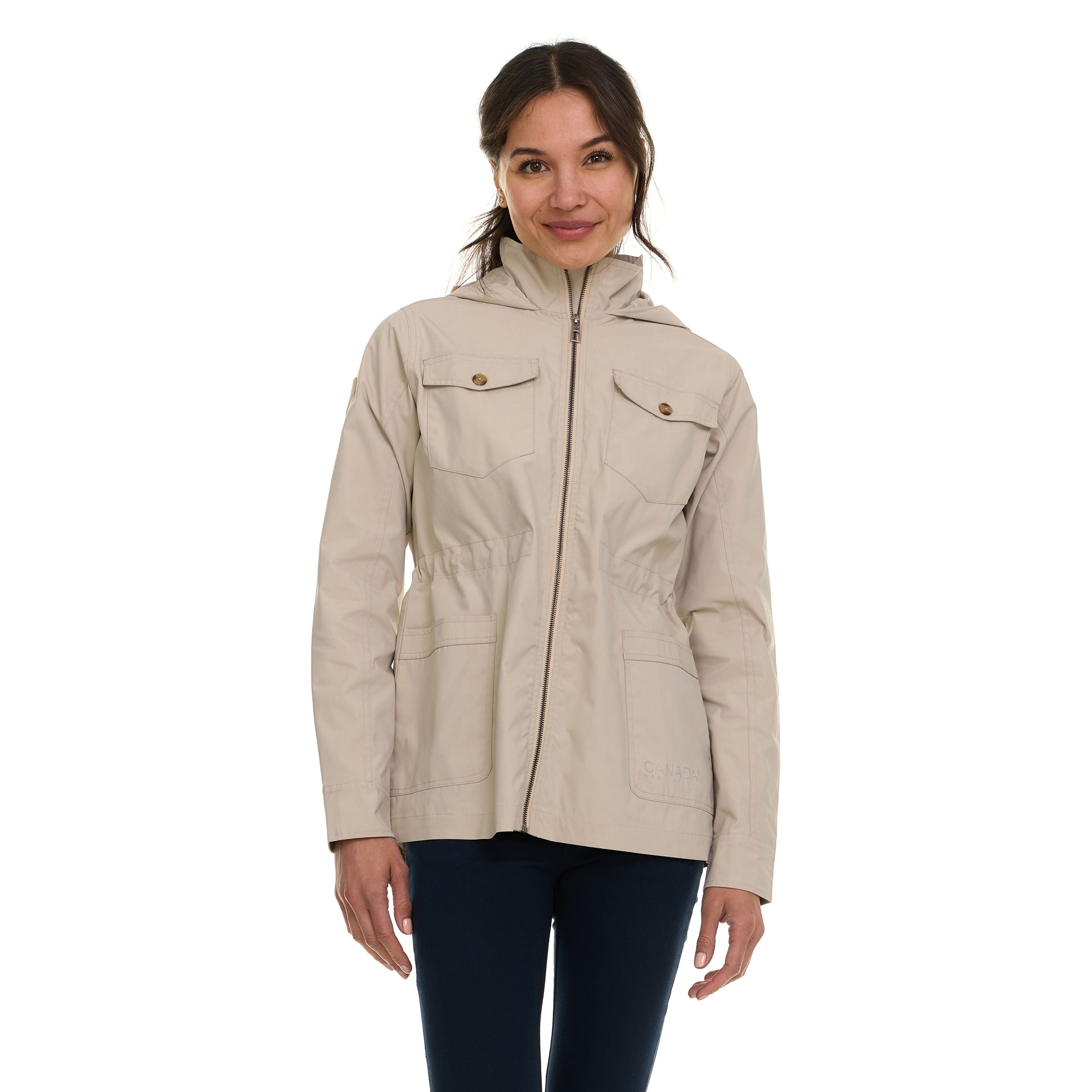 Canada Weather Gear Women's Safari Rain Jacket – Lightweight Water-Resistant Utility Jacket with Hood