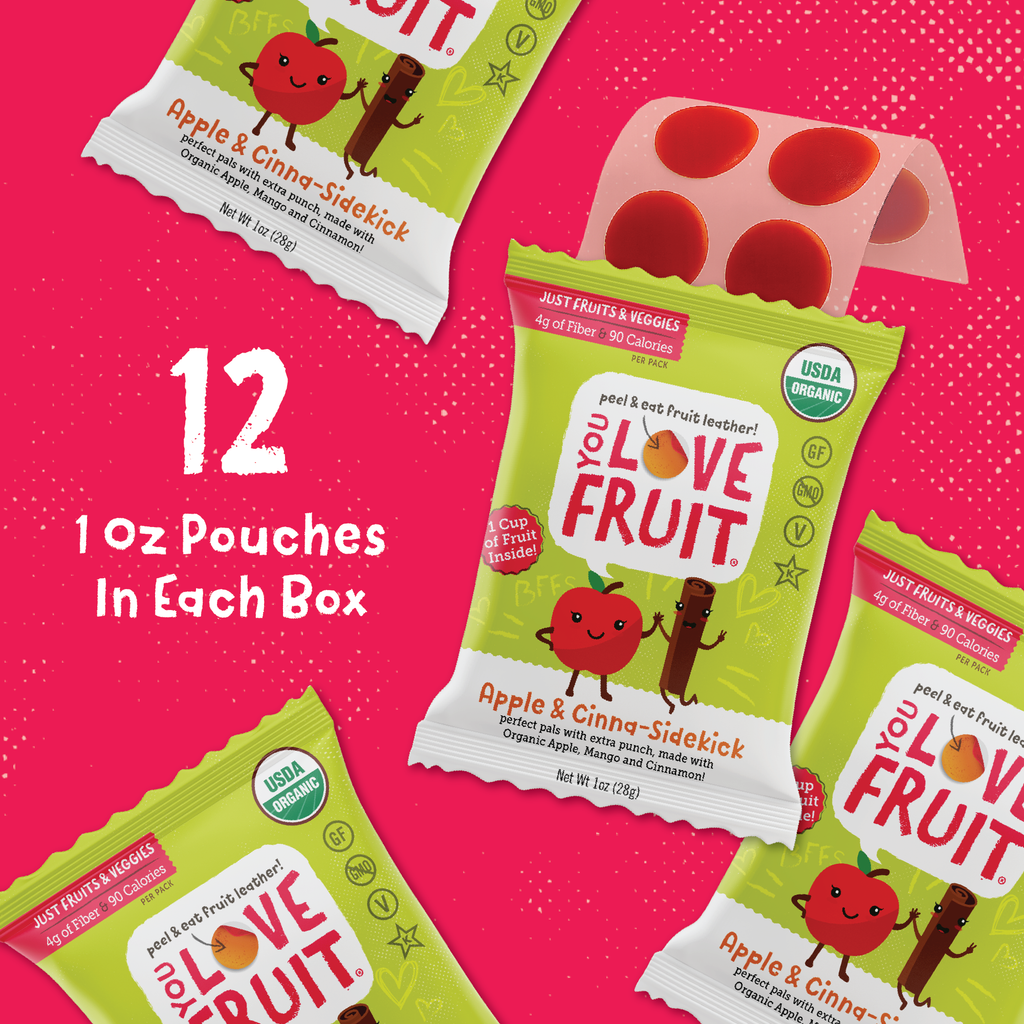 YOU LOVE FRUIT Organic Fruit Snacks — 1 oz Pouches, Pack of 12