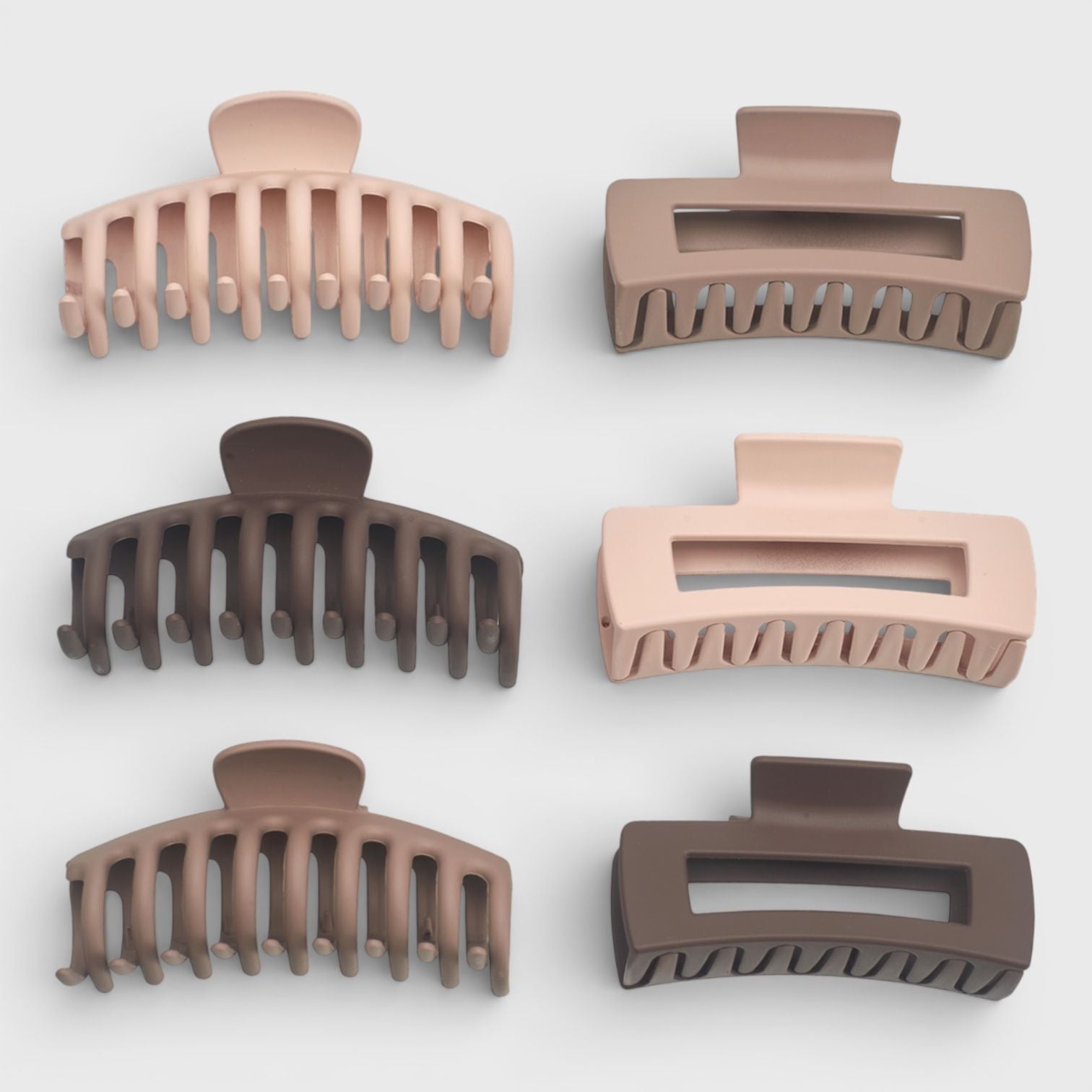 Hair Essentials 6pk Square and Classic 8.5cm Claw Clips - Multicolored