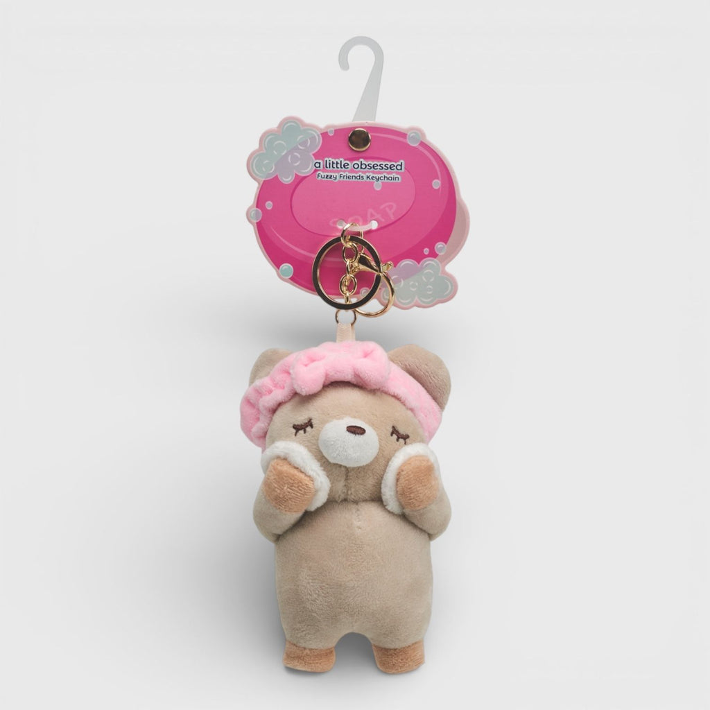A Little Obsessed Fuzzy Friends Bear Plush Keychain