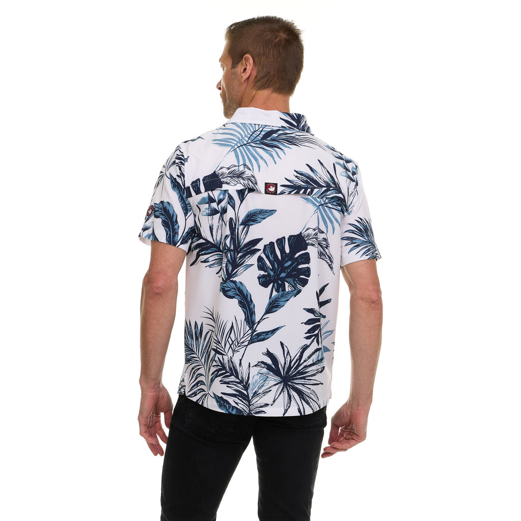 Canada Weather Gear Men’s Short Sleeve Button-Down Shirt – Casual Lightweight Printed Shirt with Chest Pocket