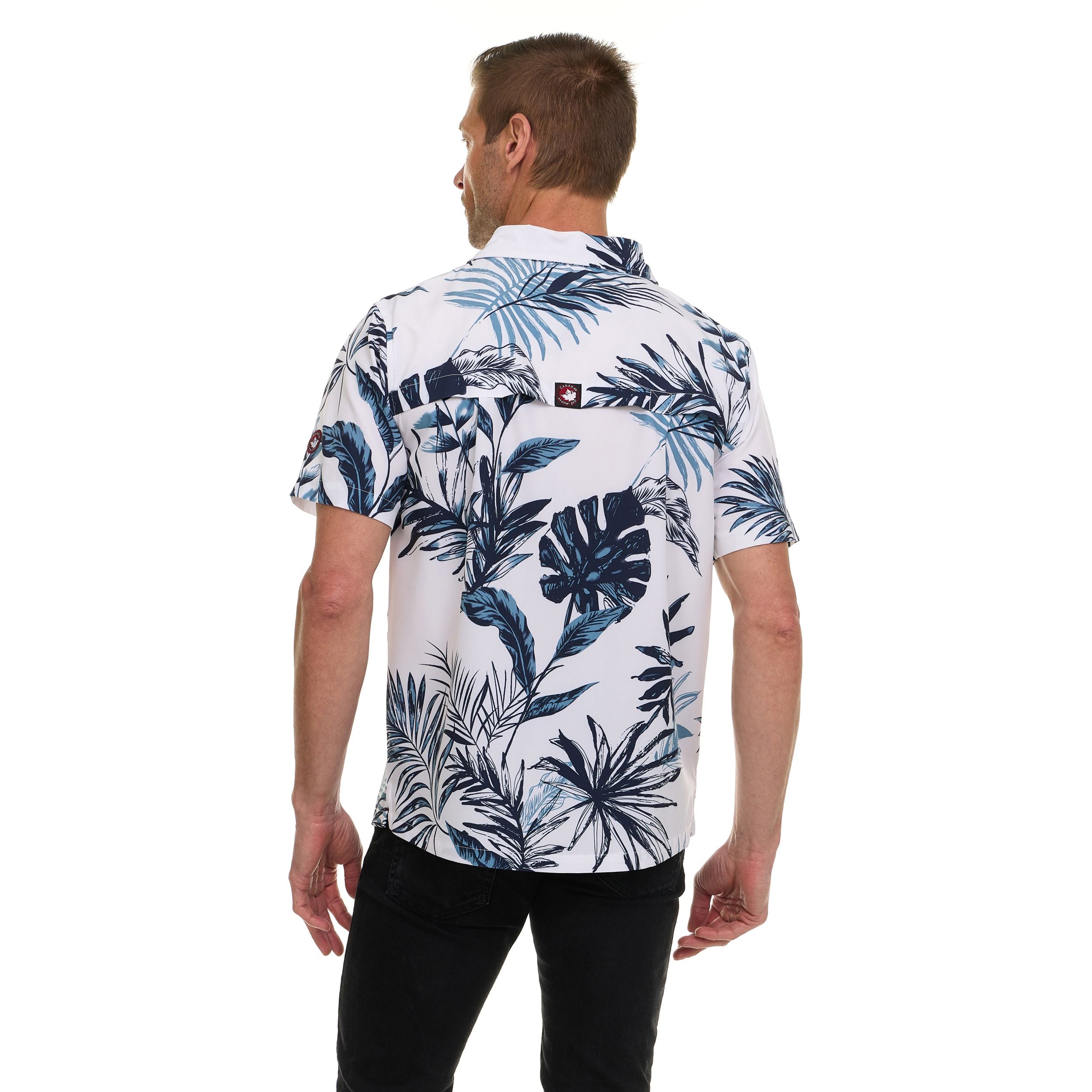 Canada Weather Gear Men’s Short Sleeve Button-Down Shirt – Casual Lightweight Printed Shirt with Chest Pocket