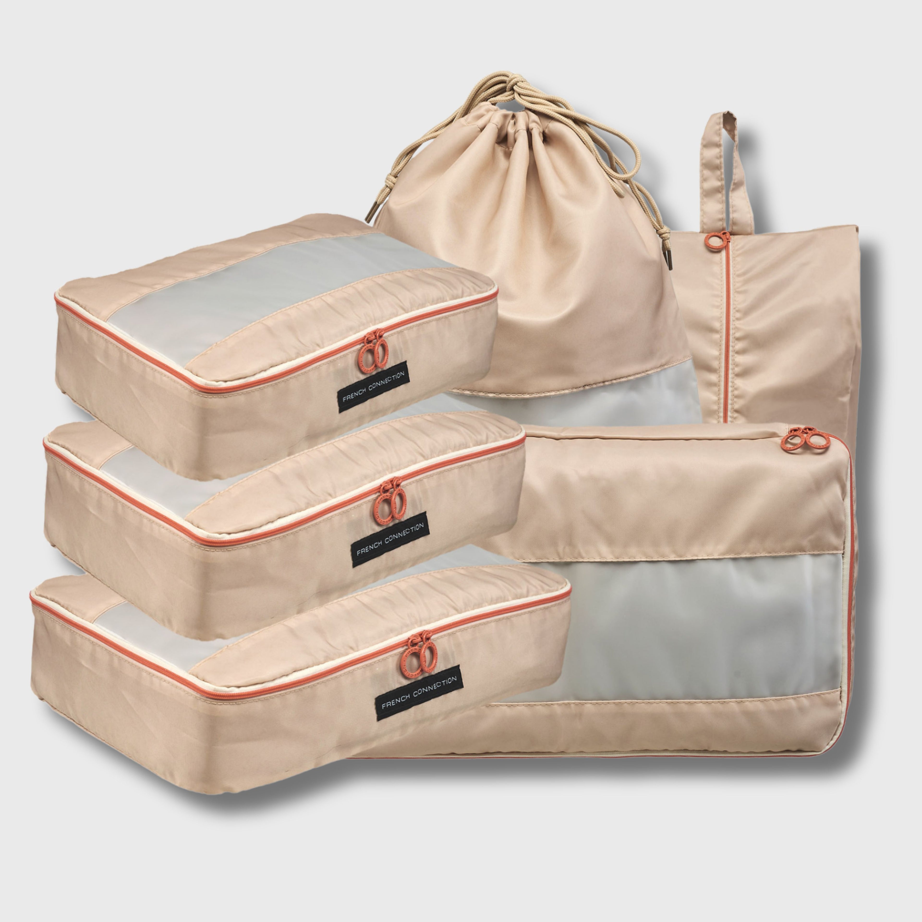 French Connection 6pc Packing Cube Set - Travel Storage Set for Luggage