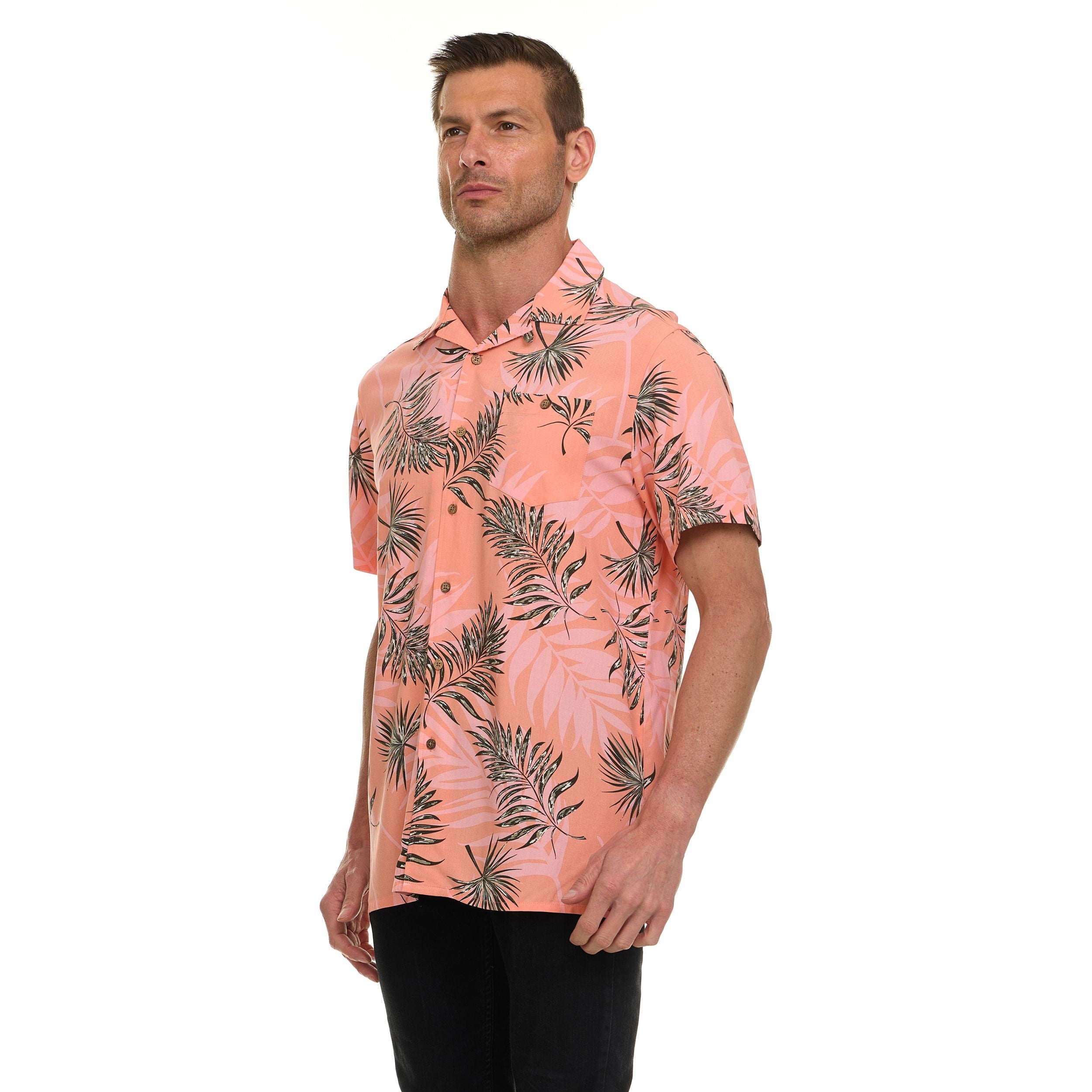 Super Triple Goose Men’s Short Sleeve Button Down Aloha Shirt – Soft Feel, Moisture Wicking, Easy Care