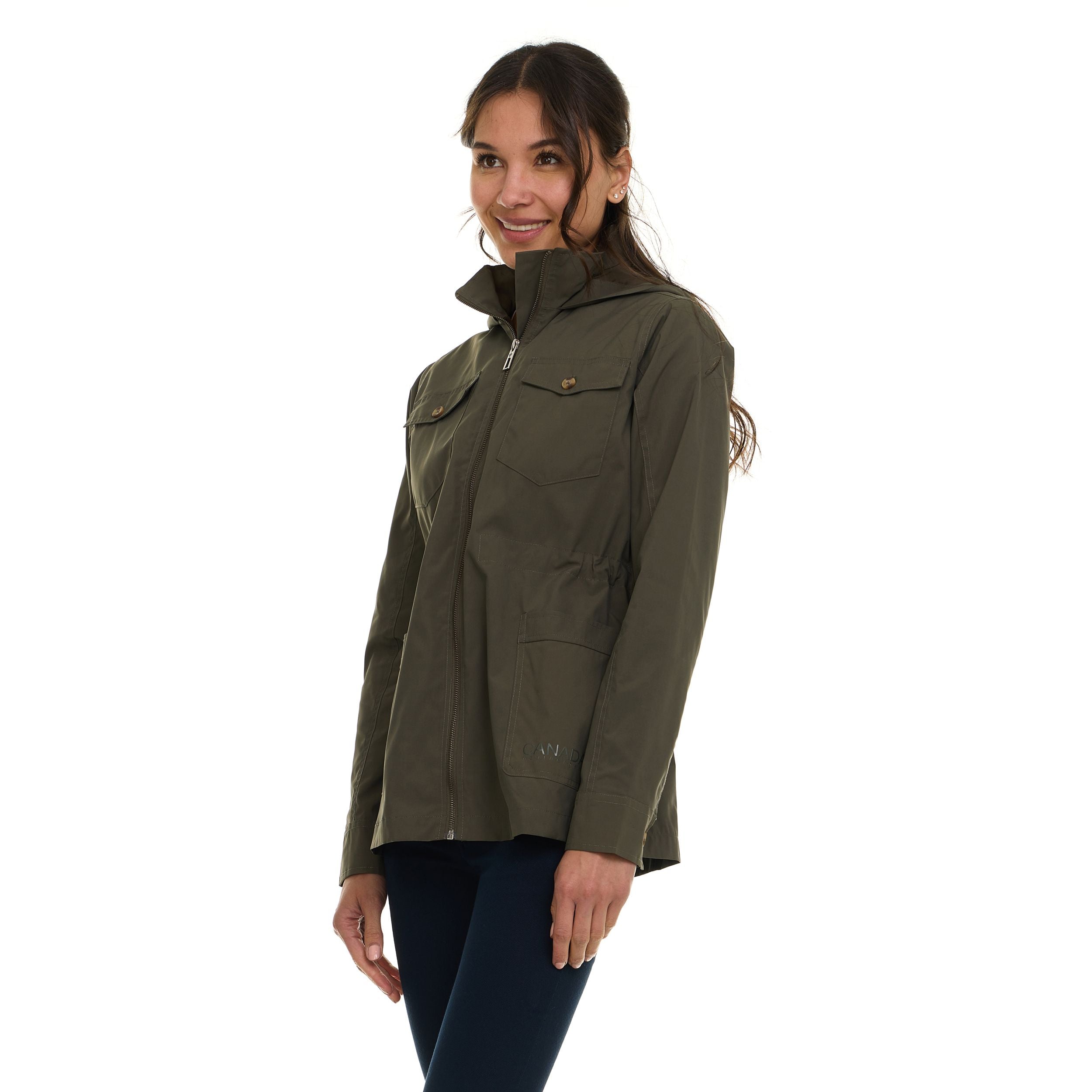 Canada Weather Gear Women's Safari Rain Jacket – Lightweight Water-Resistant Utility Jacket with Hood