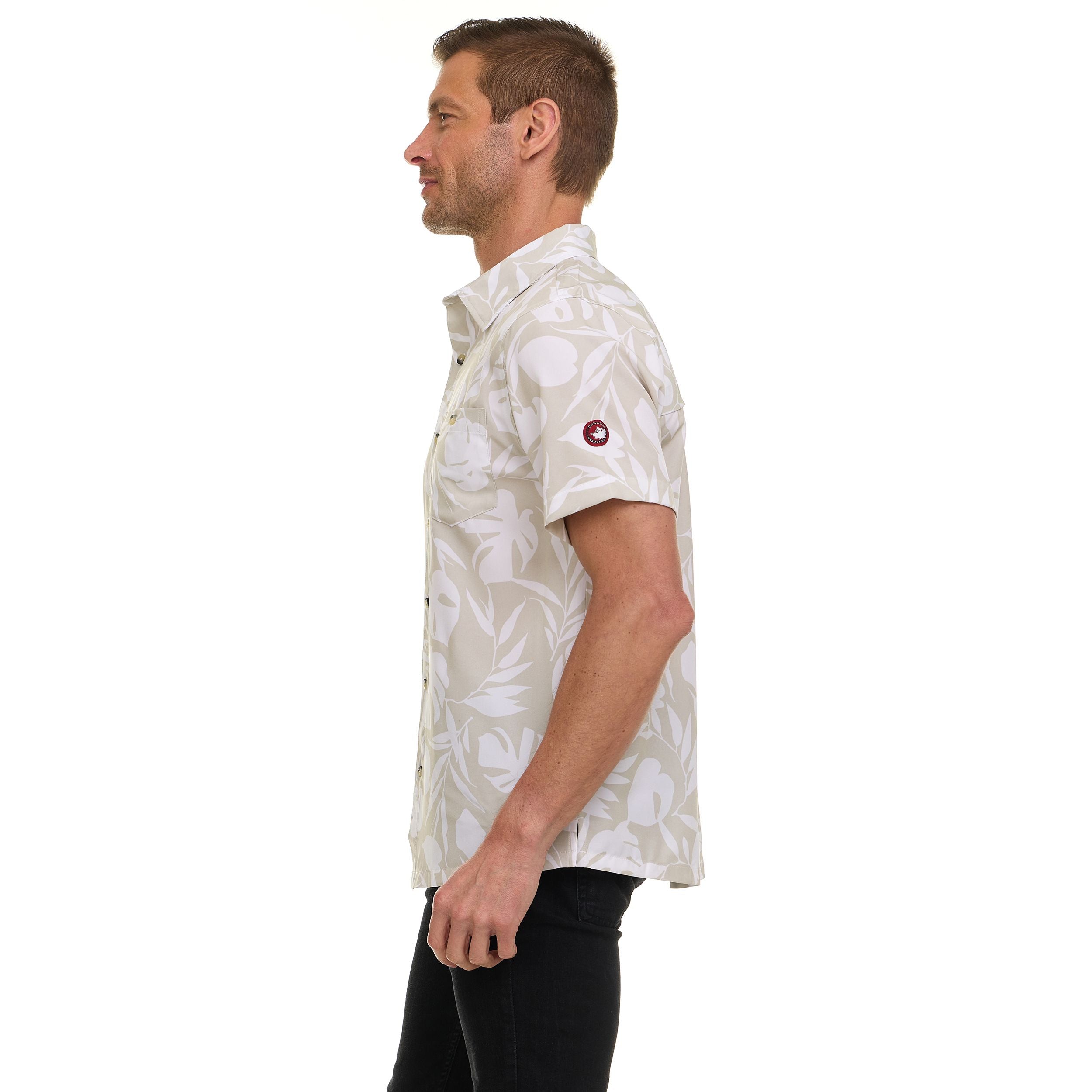 Canada Weather Gear Men's Short Sleeve Button-Up Shirt – Tropical Printed Casual Summer Shirt