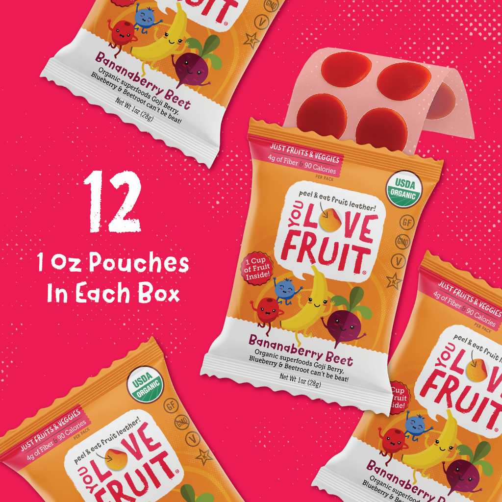YOU LOVE FRUIT Organic Fruit Snacks — 1 oz Pouches, Pack of 12