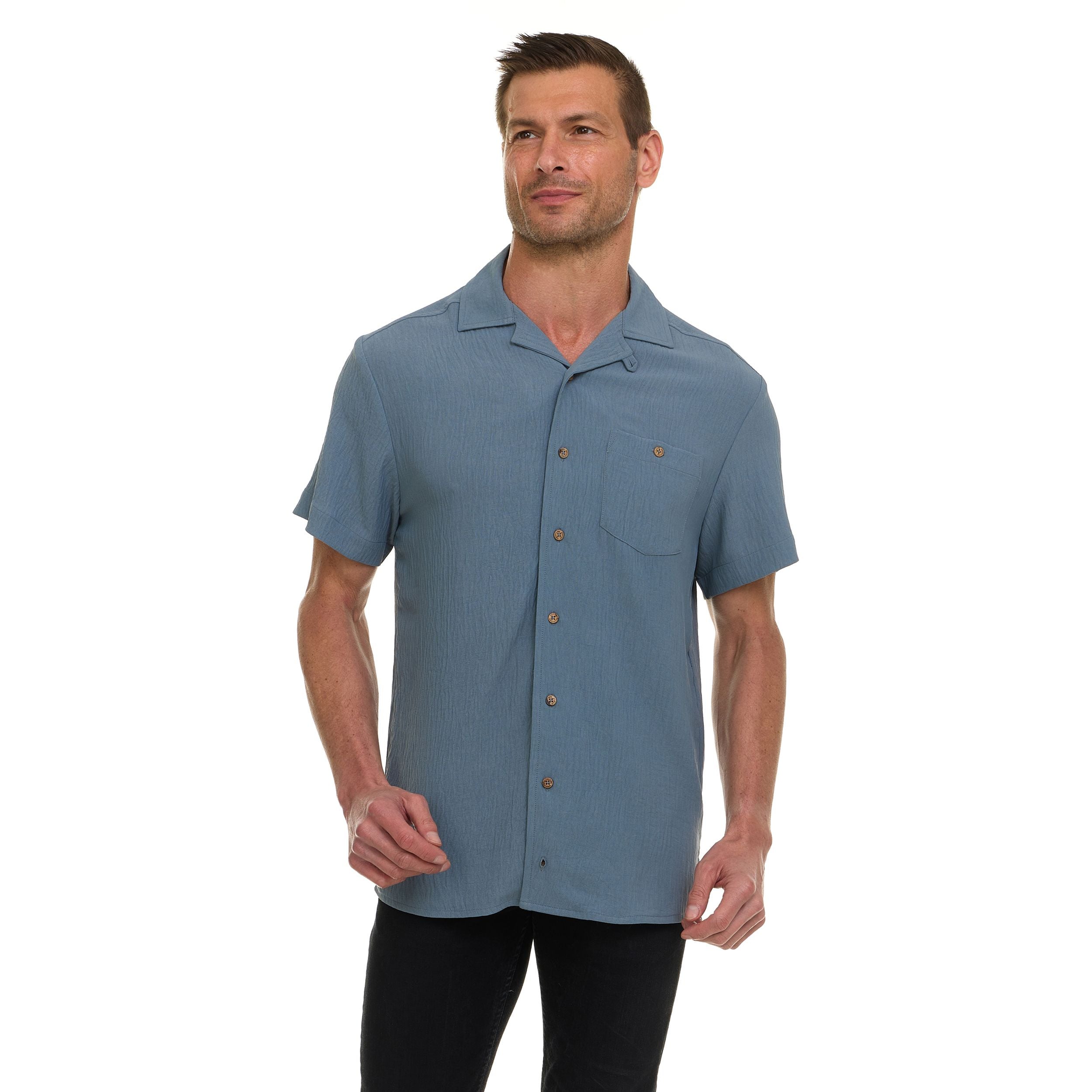 Super Triple Goose Men’s AIRFLOW Active Stretch Camp Collar Shirt – Short Sleeve, Lightweight, Breathable Button-Down Top