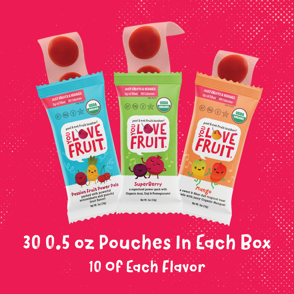 YOU LOVE FRUIT Organic Fruit Snacks Variety Box — 30 Count (3 flavors per box)