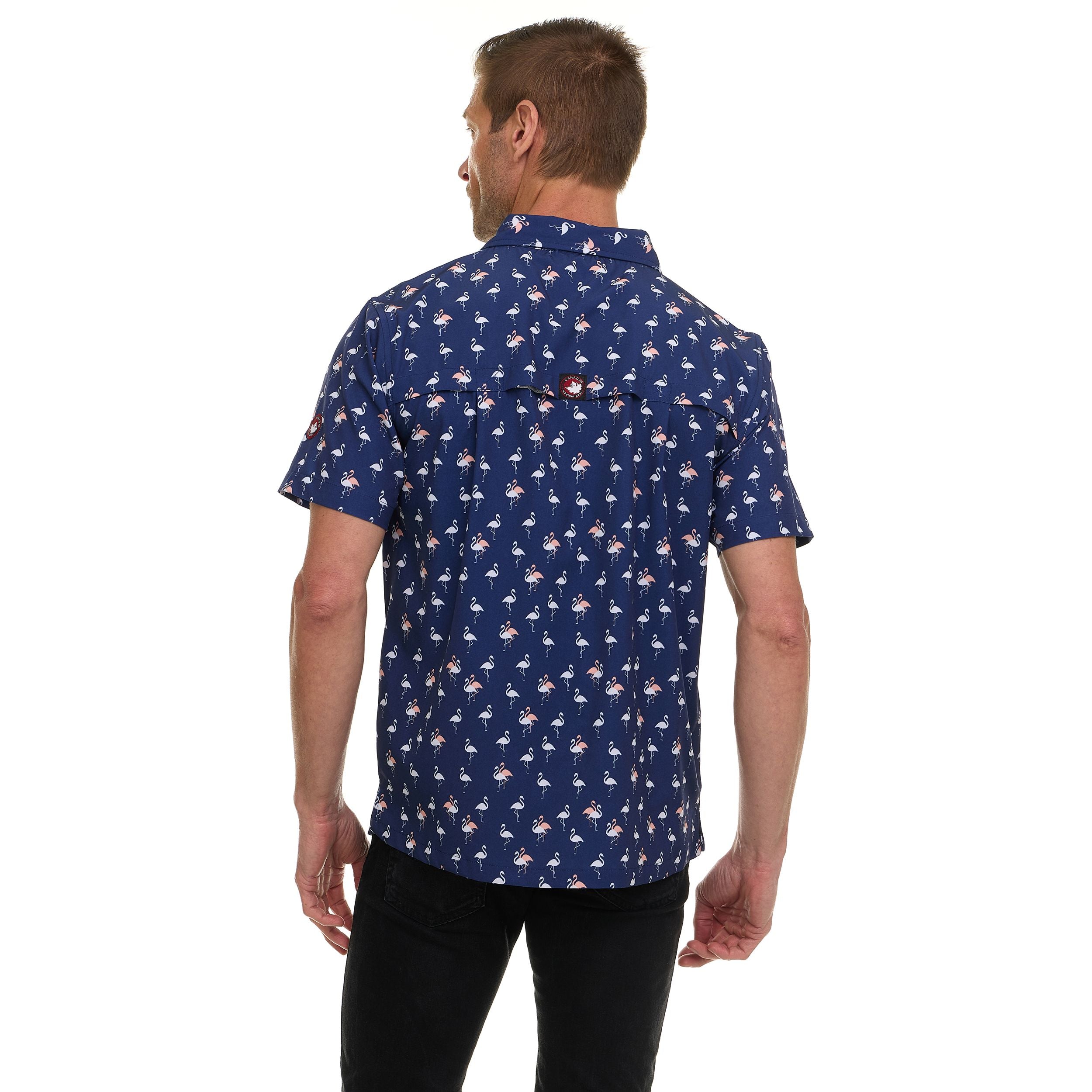 Canada Weather Gear Men's Short Sleeve Button-Up Shirt – Tropical Printed Casual Summer Shirt