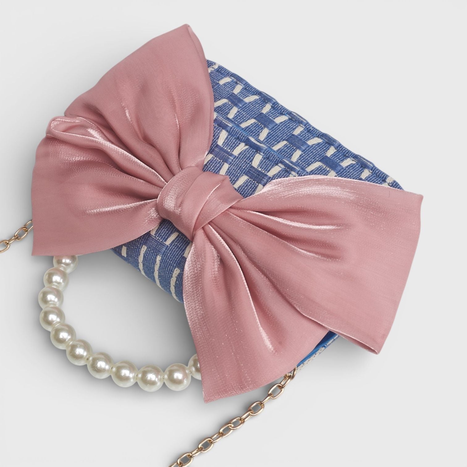 Willow & Ruby Girls' Mini Heart Crossbody Bag with Bow - Blue/Pink