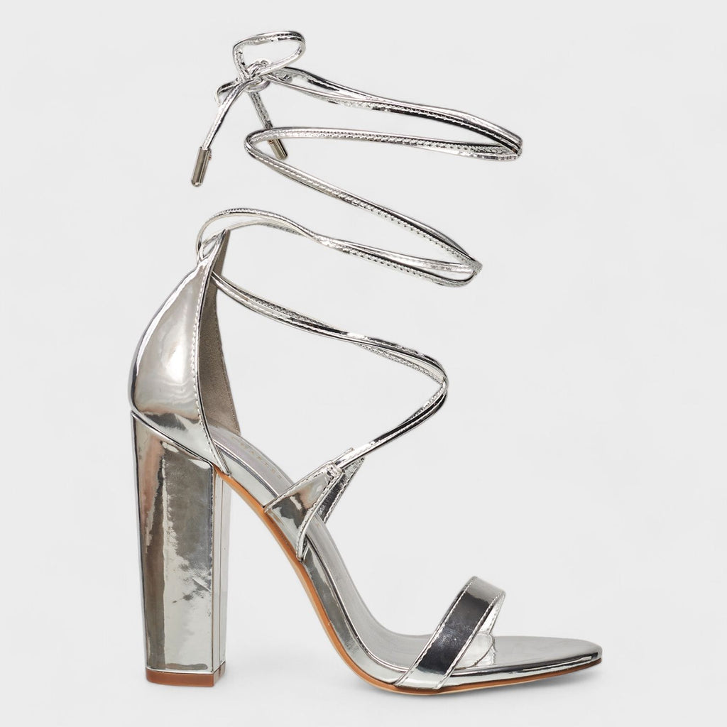 Charles Albert Women's High Heeled Dressy Strappy Lace Up Block Heels for Women's Open Toe, Gladiator, Comfy 4-Inch Heeled Sandals