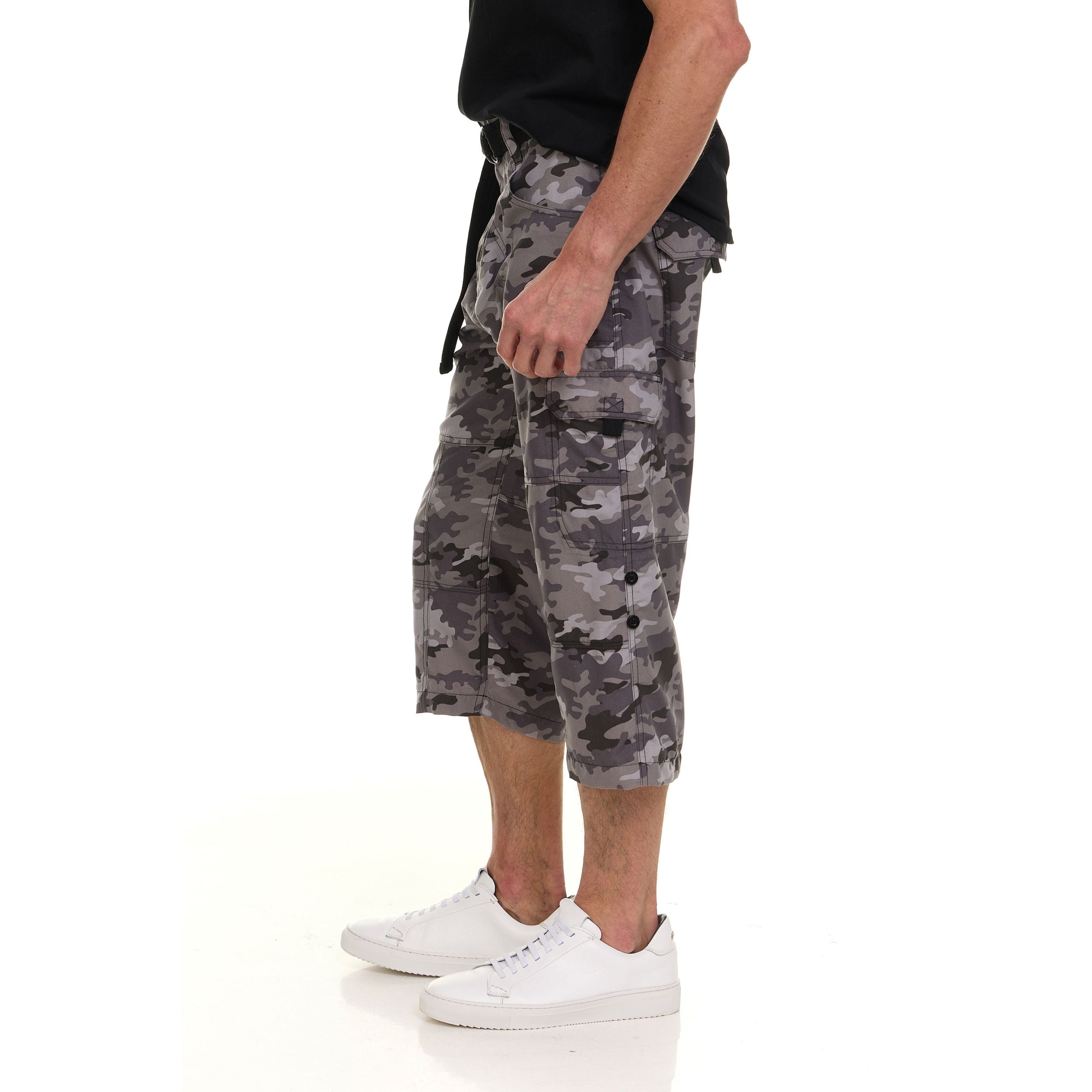 Canada Weather Gear Men’s Cargo Belted Shorts – Lightweight Stretch Twill Knee-Length Shorts with Pockets