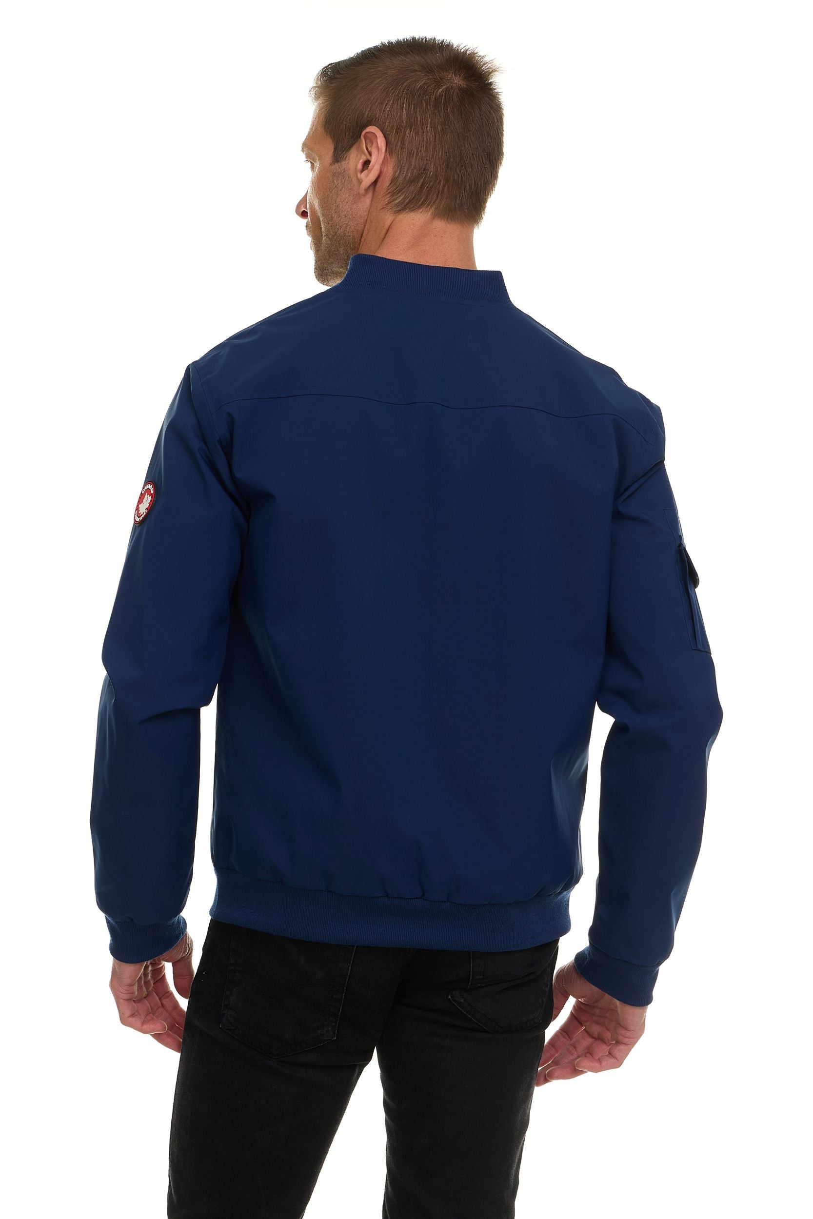 Canada Weather Gear Men’s Water Resistant Microfiber Bomber Jacket – Lightweight Zip-Up Windbreaker with Sleeve Pocket