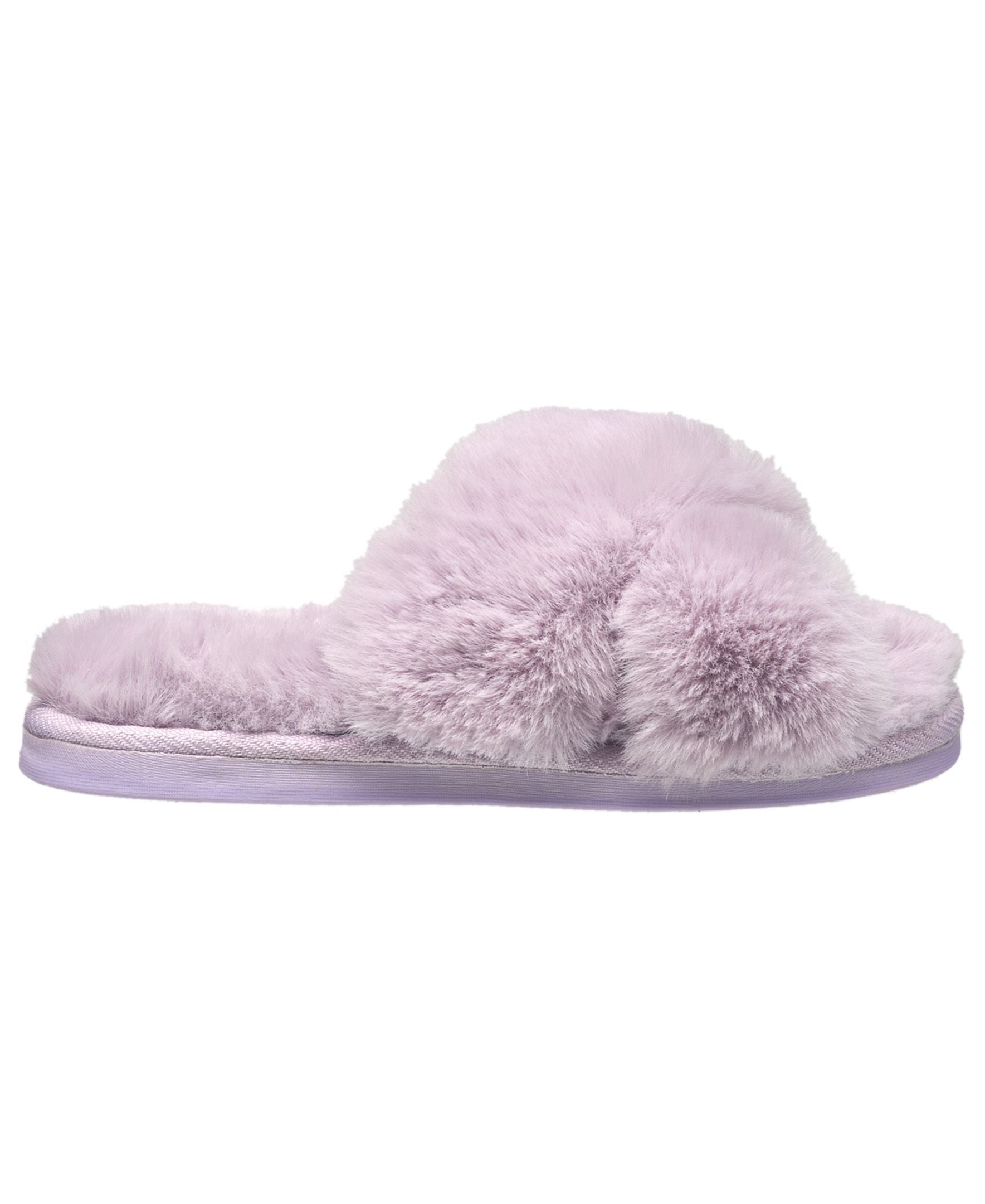 Aeropostale Women's Fuzzy Criss Cross House Slippers with Cushioned Comfort in Black