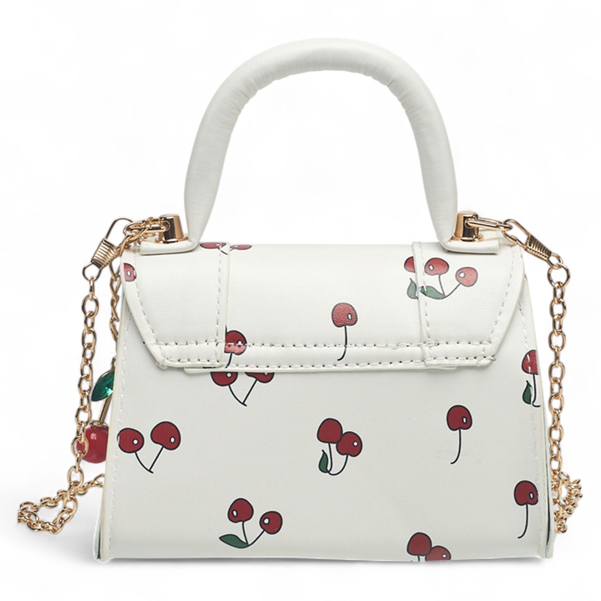Willow & Ruby Girls' Cherry Print Mini Top Handle Crossbody Bag with Charm for Kids