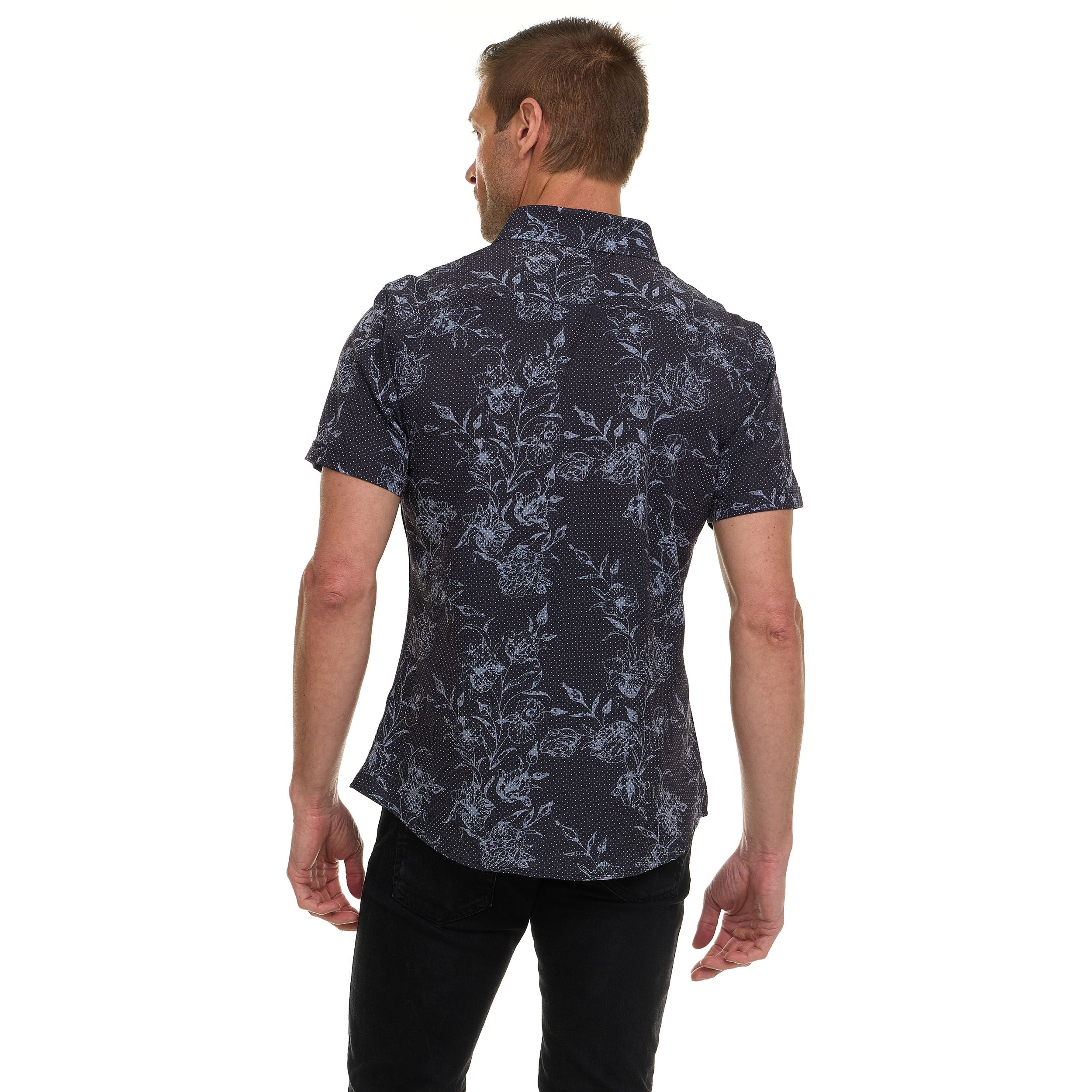 Canada Weather Gear Men’s Short Sleeve Button-Up Shirt – Casual Slim Fit Collared Shirt with Front Pocket – Lightweight Stretch