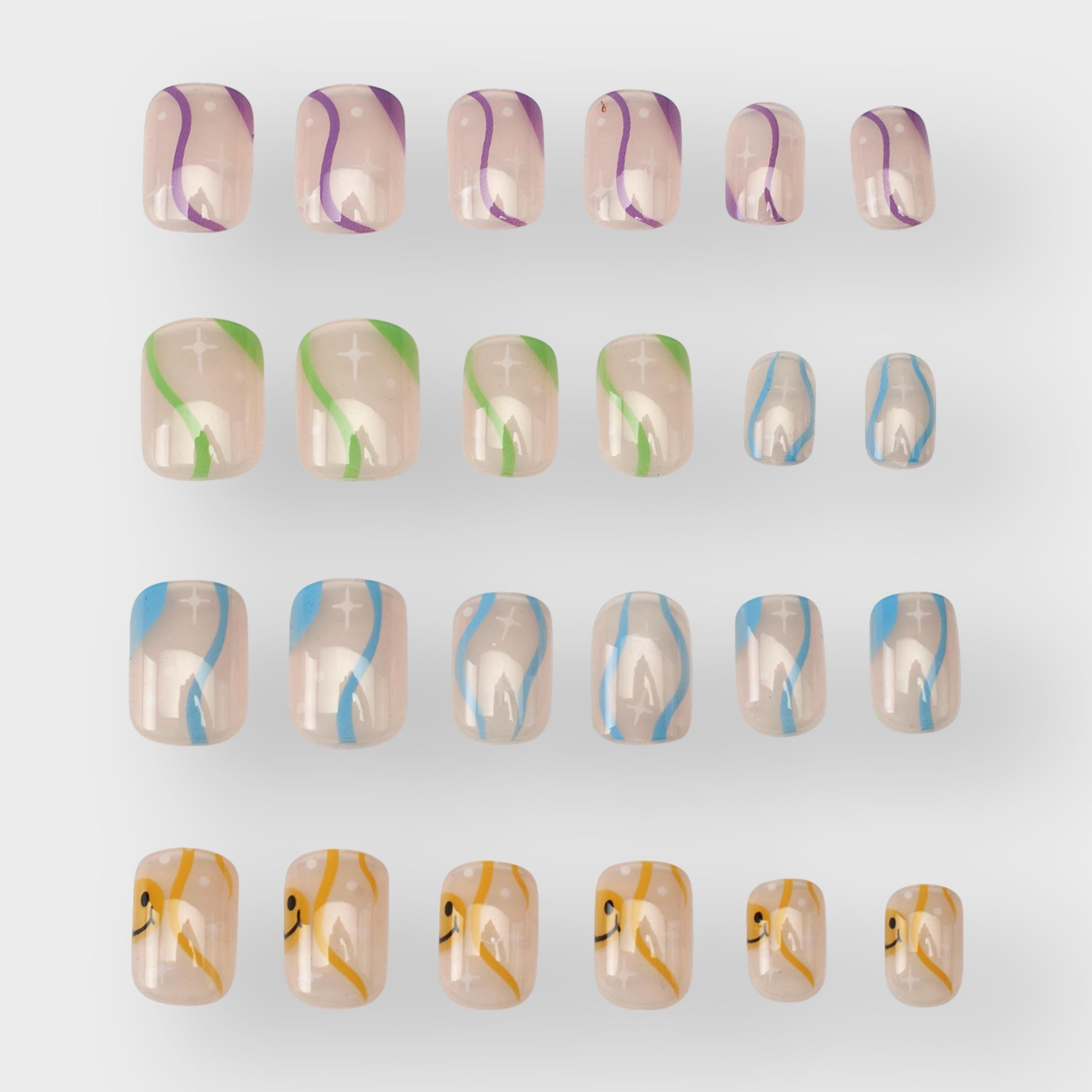 moodpop Press On Nails - Premium Artificial Fake Nails Series - 24-piece Set With Durable Adhesive Tabs