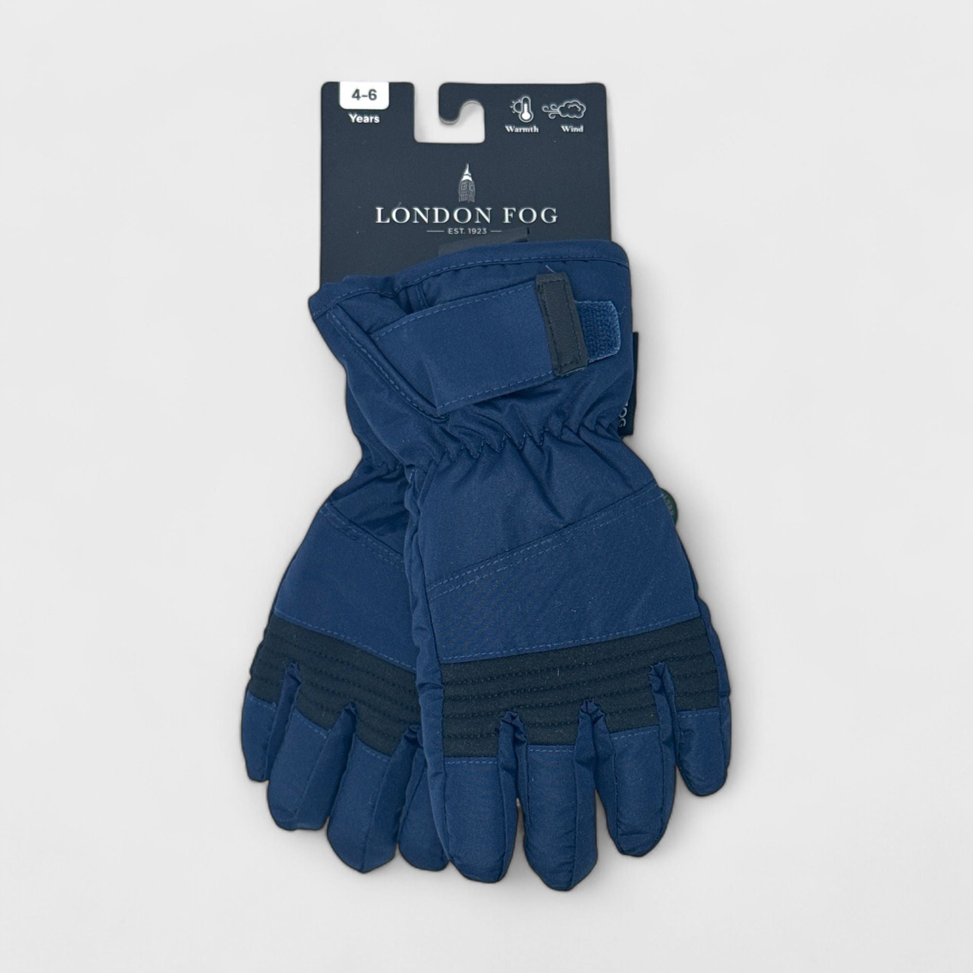 London Fog Boy's Ski Gloves - Winter Sports Snow Gloves with Velcro Closure and Reinforfced Grip for Kids (Size 4-6)