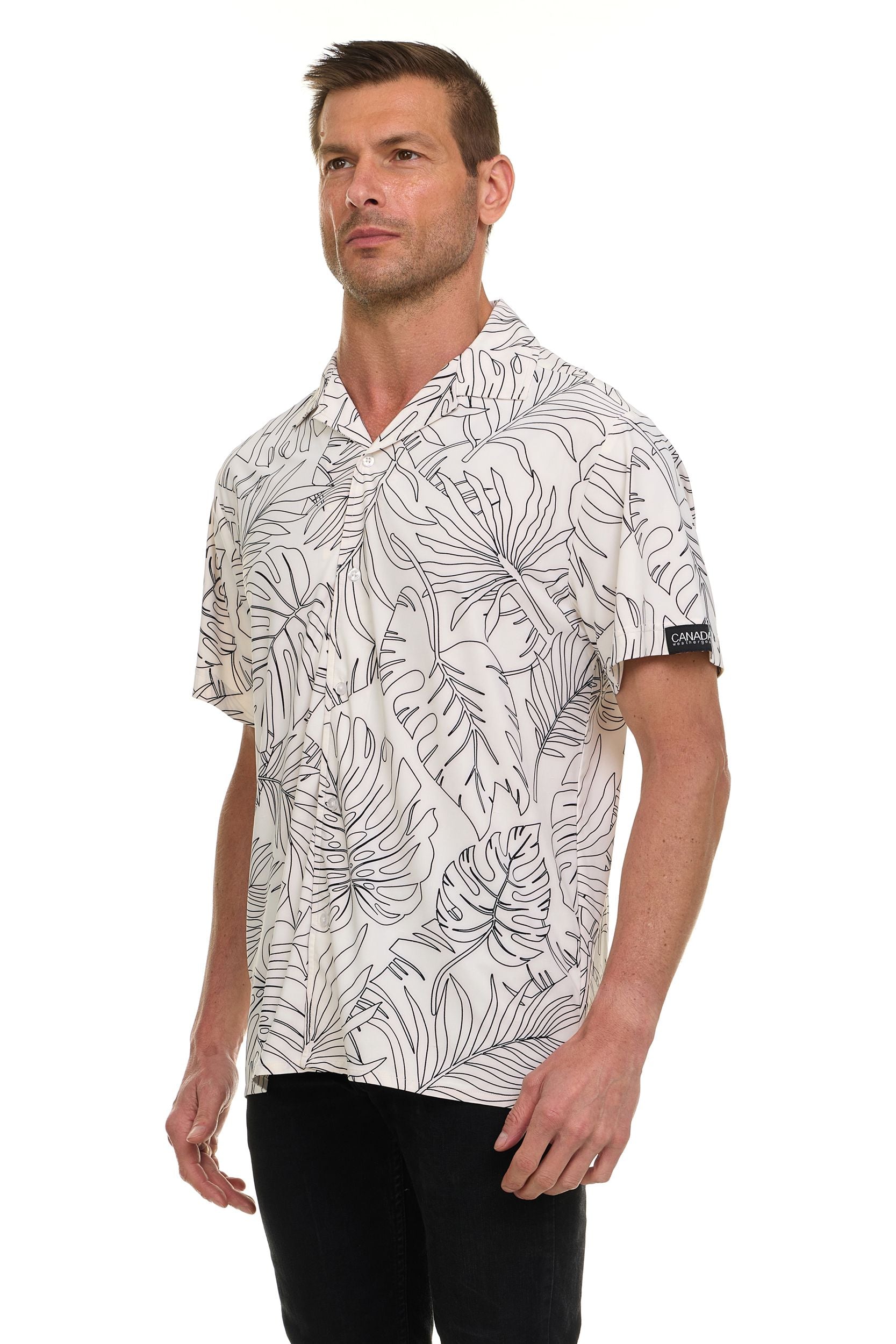 Canada Weather Gear Men’s ICE Fabric Camp Collar Shirt – 4-Way Super Stretch, Wrinkle Resistant, Moisture Wicking Travel Shirt