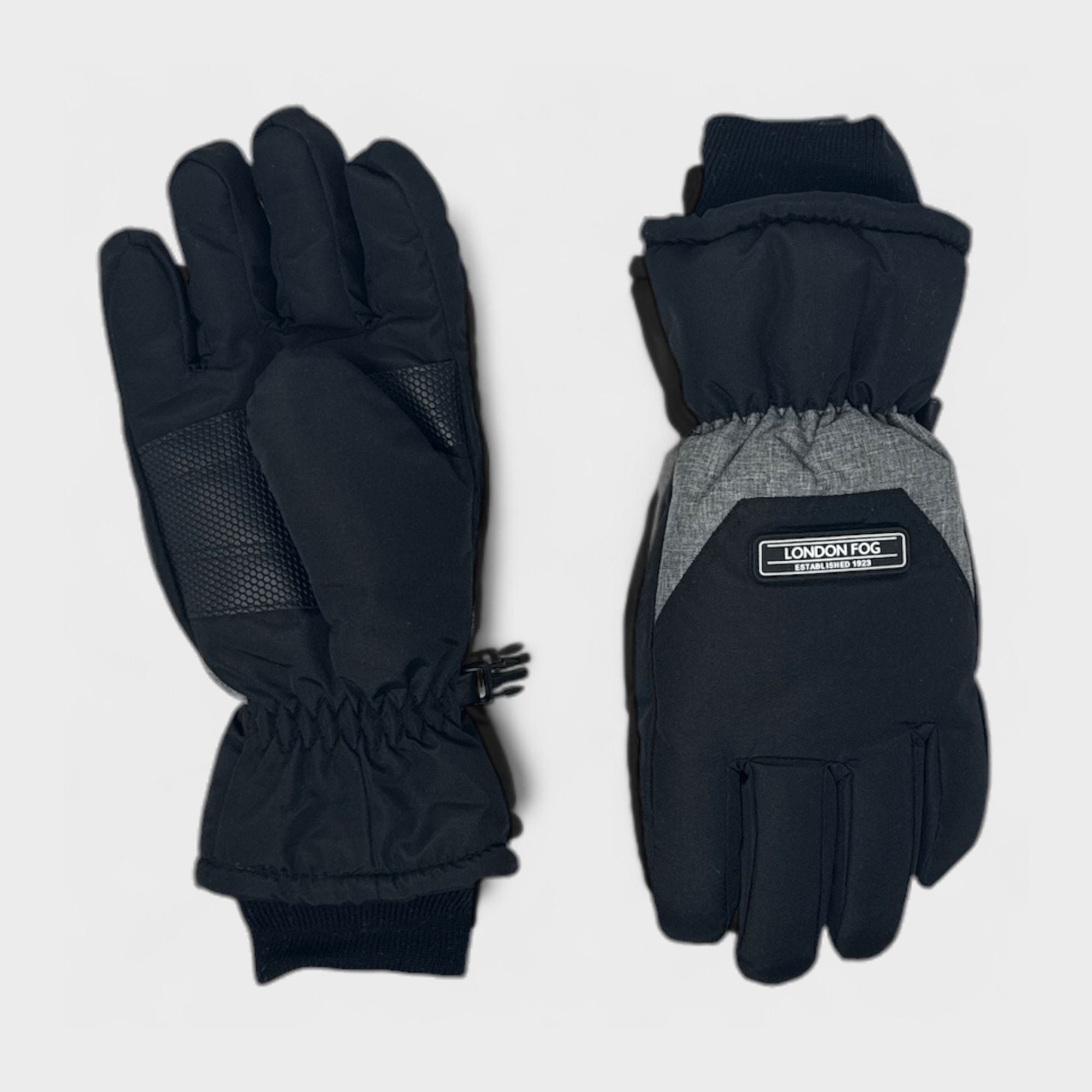 London Fog Boy's Black Ski Gloves - Winter Sports Snow Gloves for Kids (8-12 Years)