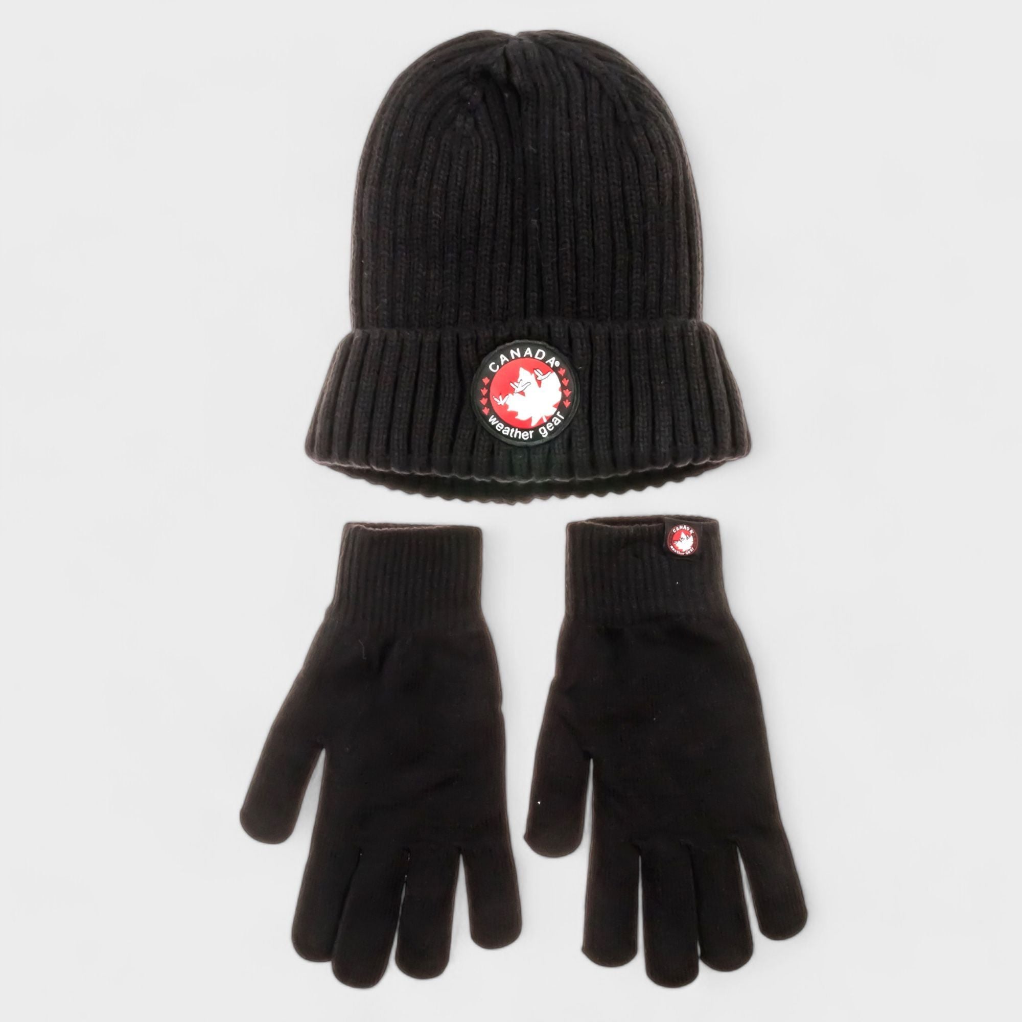 Canada Weather Gear Men's Winter Hat and Gloves Set - Warm Knitted Beanie with Thermal Push Lining Gloves with