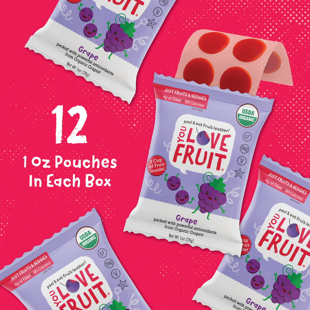 YOU LOVE FRUIT Organic Fruit Snacks — 1 oz Pouches, Pack of 12