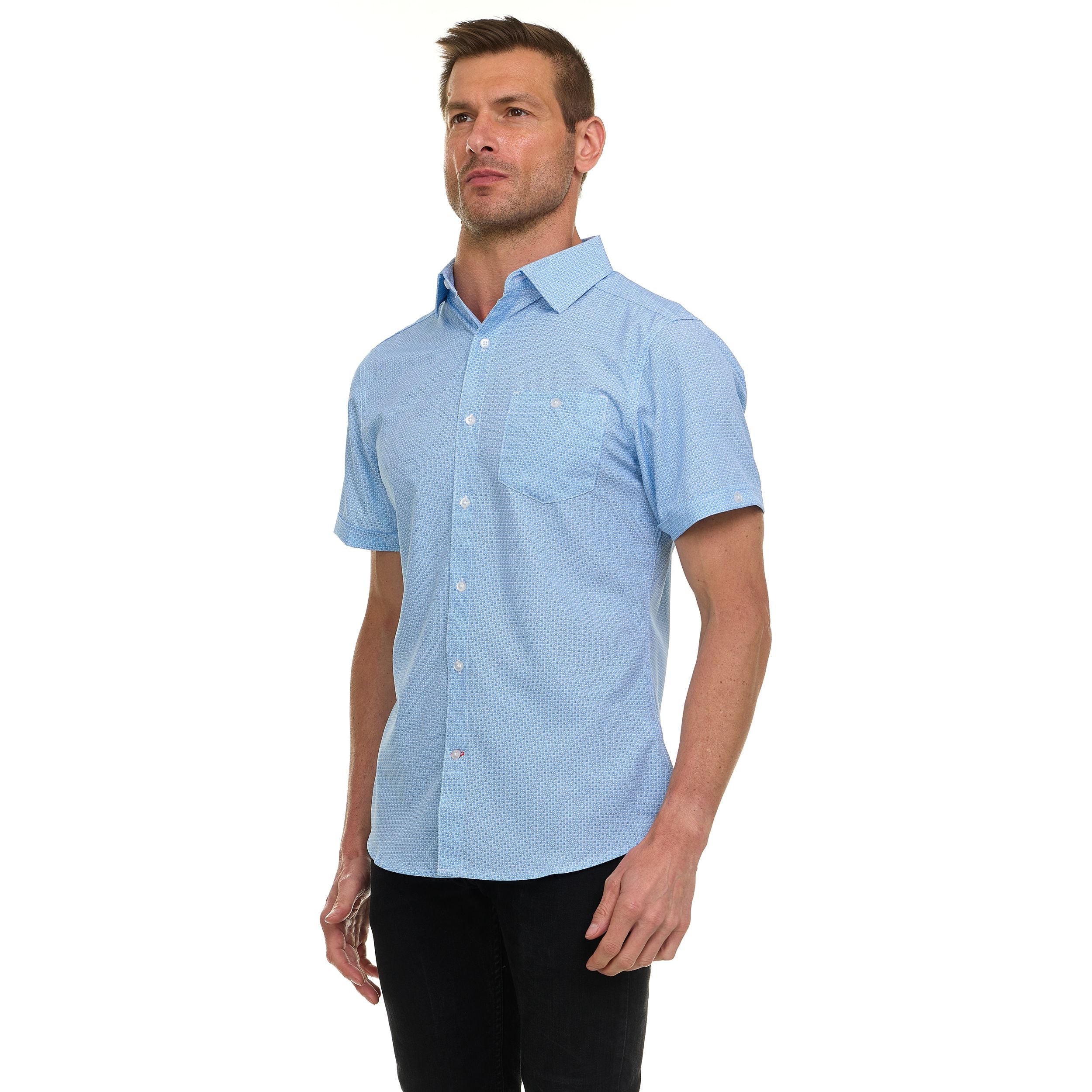 Canada Weather Gear Men’s Short Sleeve Button-Up Shirt – Casual Slim Fit Collared Shirt with Front Pocket – Lightweight Stretch