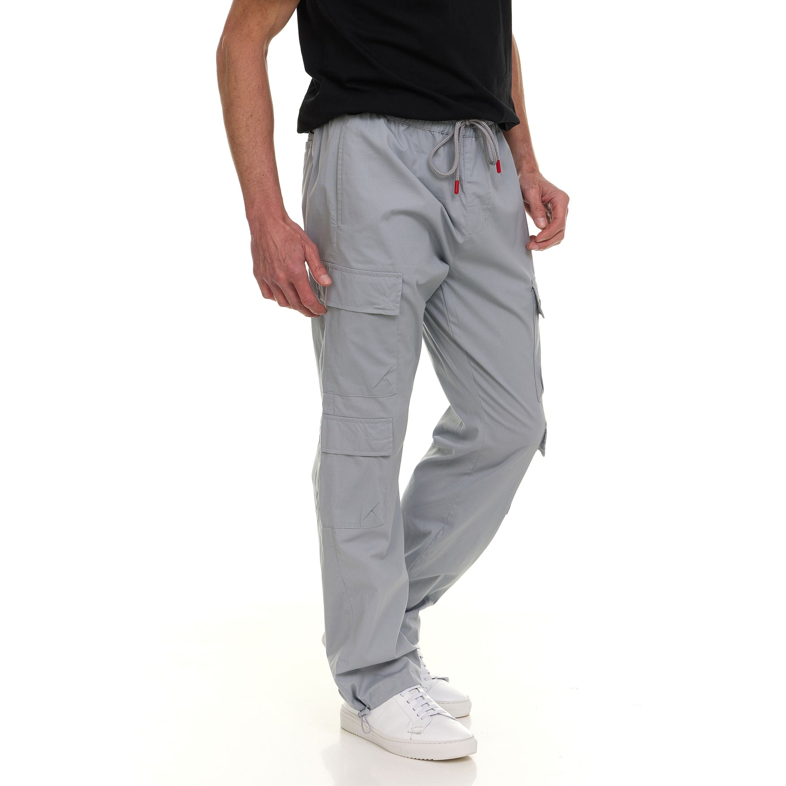 Canada Weather Gear Men’s 4-Pocket Lightweight Cargo Pants – Elastic Waistband with Drawstring, Adjustable Hem, Relaxed Fit
