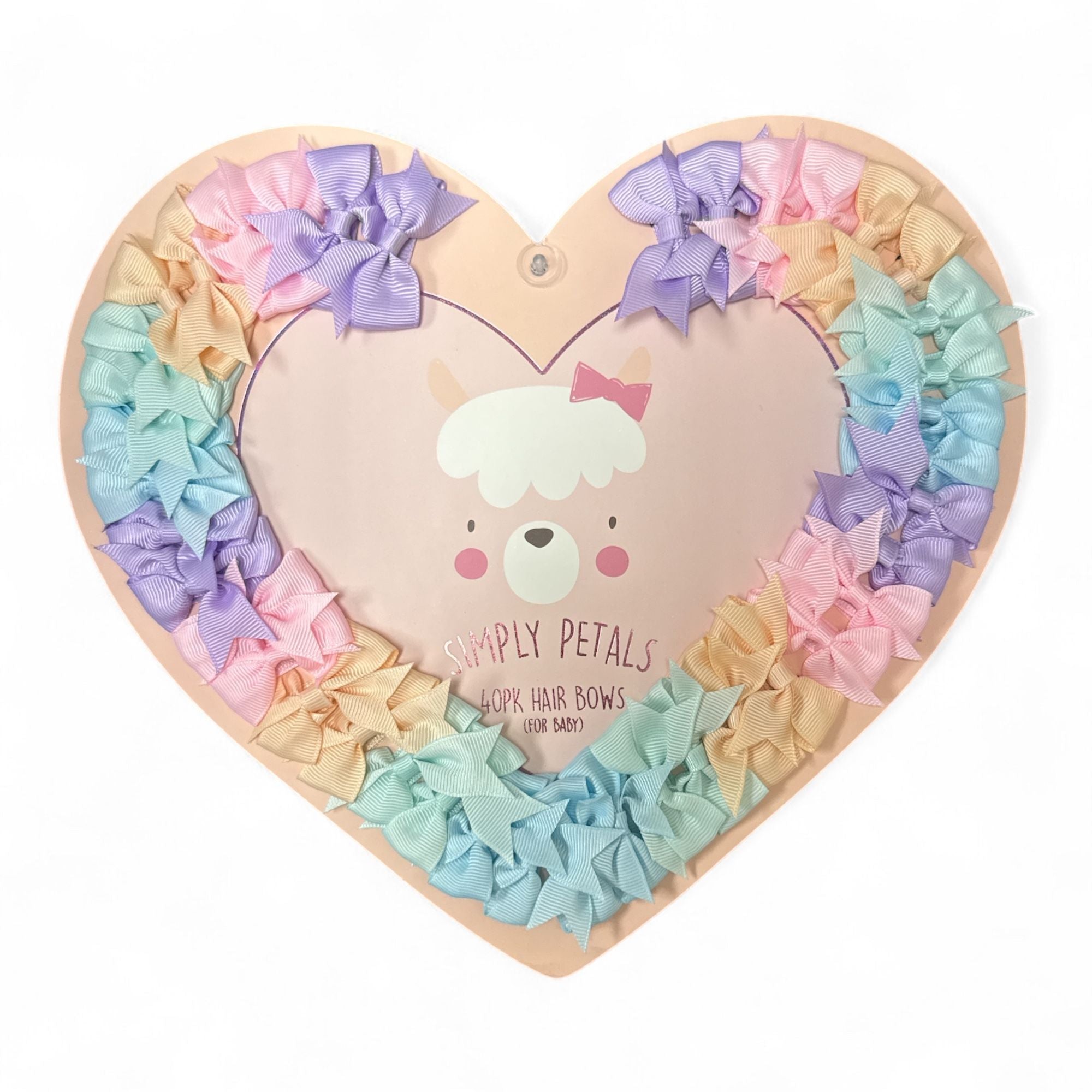 Simply Petals 40 Pack Heart Themed Hair Bow Set -  Baby Bows for 0-12 Months, Colorful Clips for Infants, Girl, 40pcs