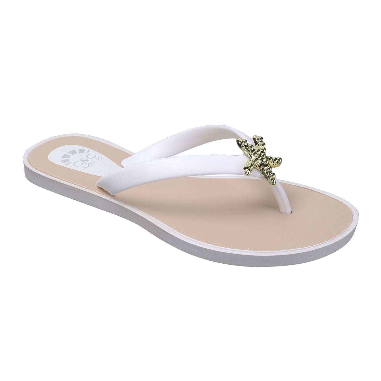 C&C California Women's Gold Medallion Flip Flop Thong Sandal