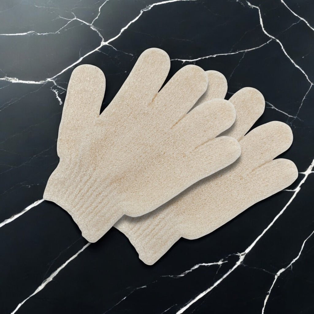 Spa Essentials 5 Pair Exfoliating Bath Gloves - Gentle Dead Skin Removal, Deep Cleaning & Exfoliating Body Scrub Gloves for Shower (Unscented)