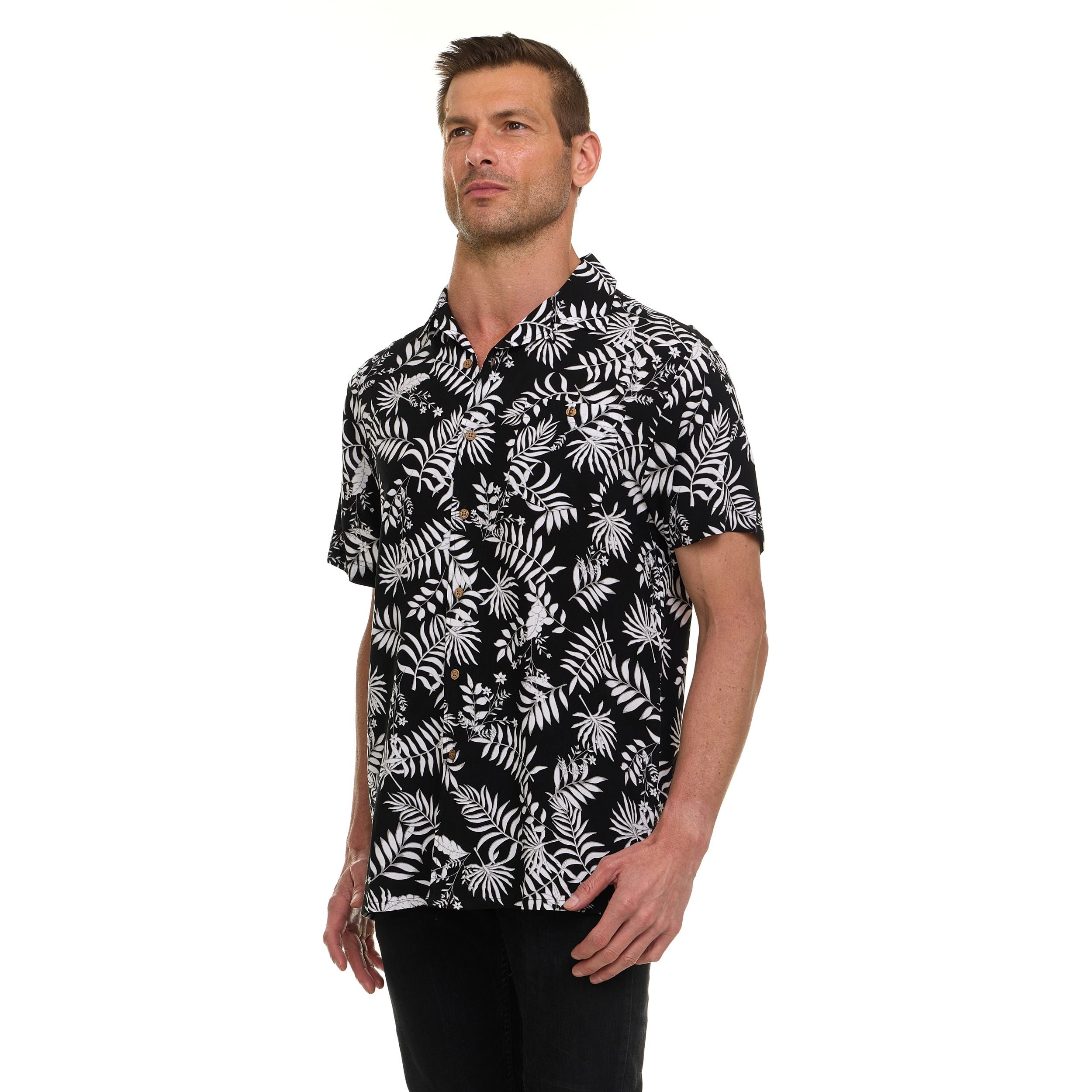 Super Triple Goose Men’s Printed Rayon Camp Collar Shirt - Soft Feel, Moisture-Wicking, Easy Care