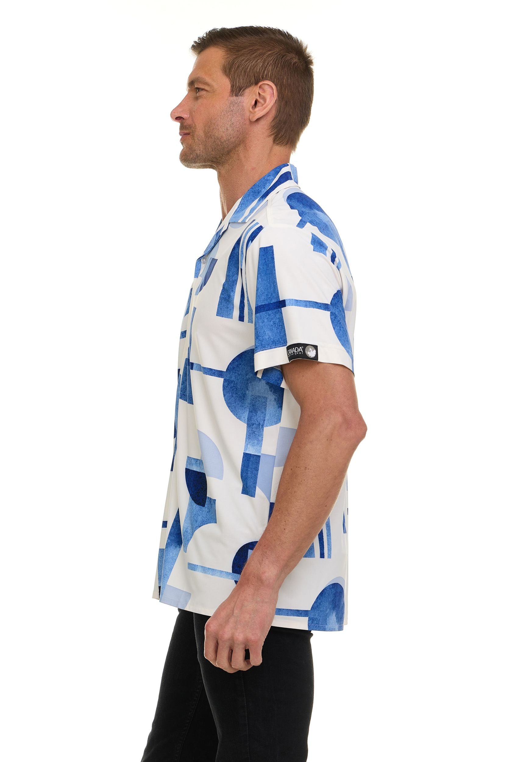 Canada Weather Gear Men’s Printed Camp Collar Shirt – , Super Stretch, 4-Way Stretch, Moisture Wicking, Wrinkle Resistant
