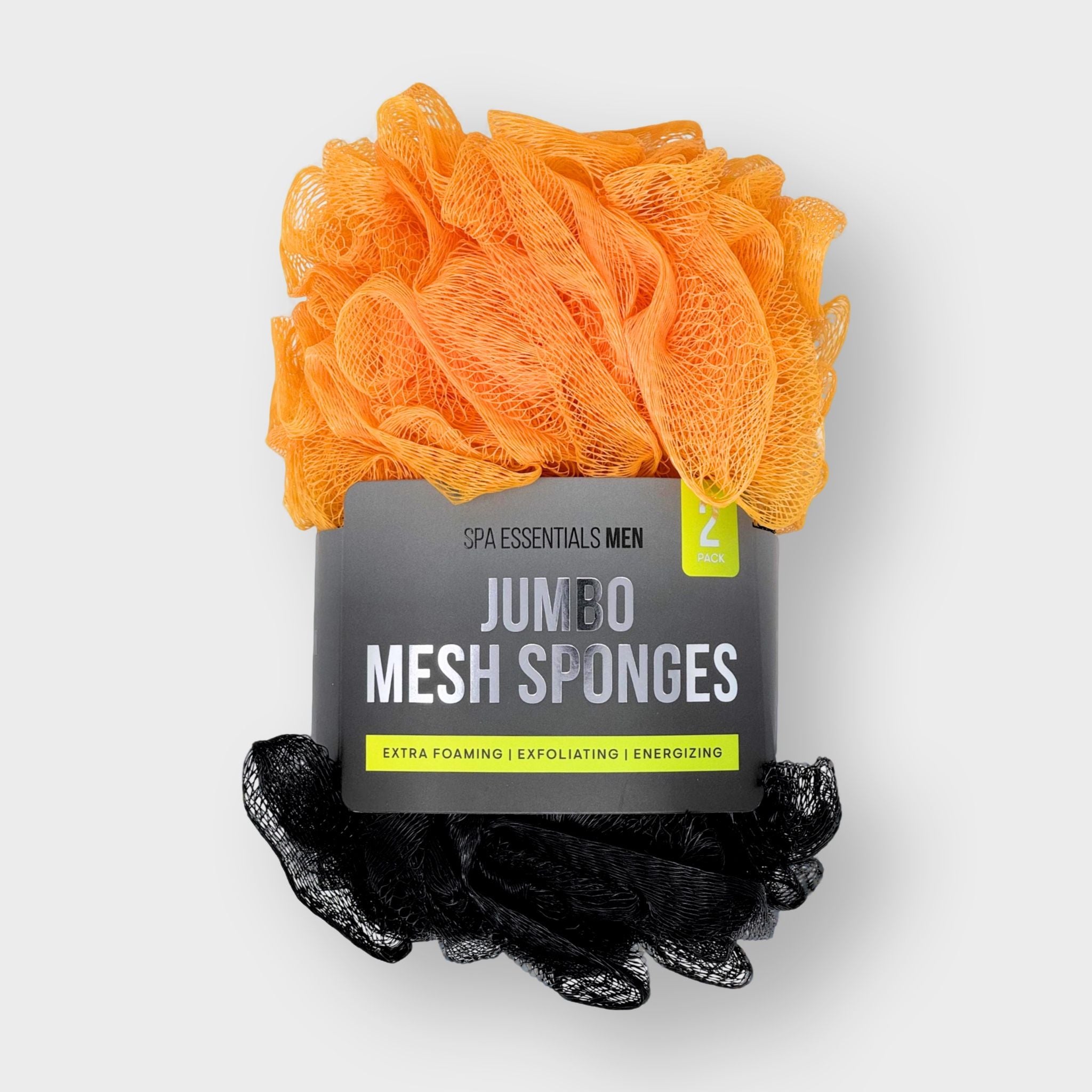 Spa Essentials Large Bath Loofahs - Extra Foaming Jumbo Shower Poufs Exfoliating Body Scrubber Mesh Sponges