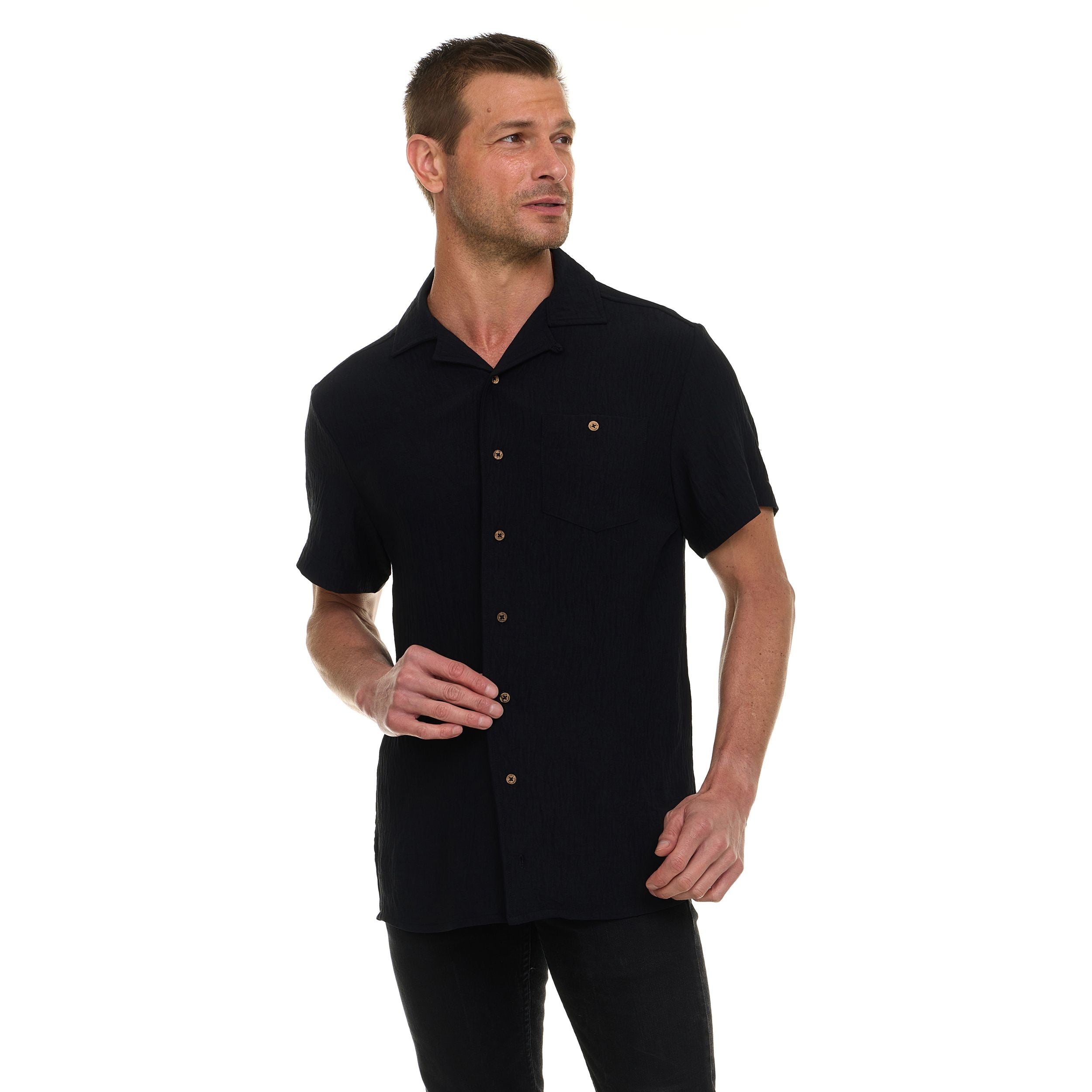 Super Triple Goose Men’s AIRFLOW Active Stretch Camp Collar Shirt – Short Sleeve, Lightweight, Breathable Button-Down Top