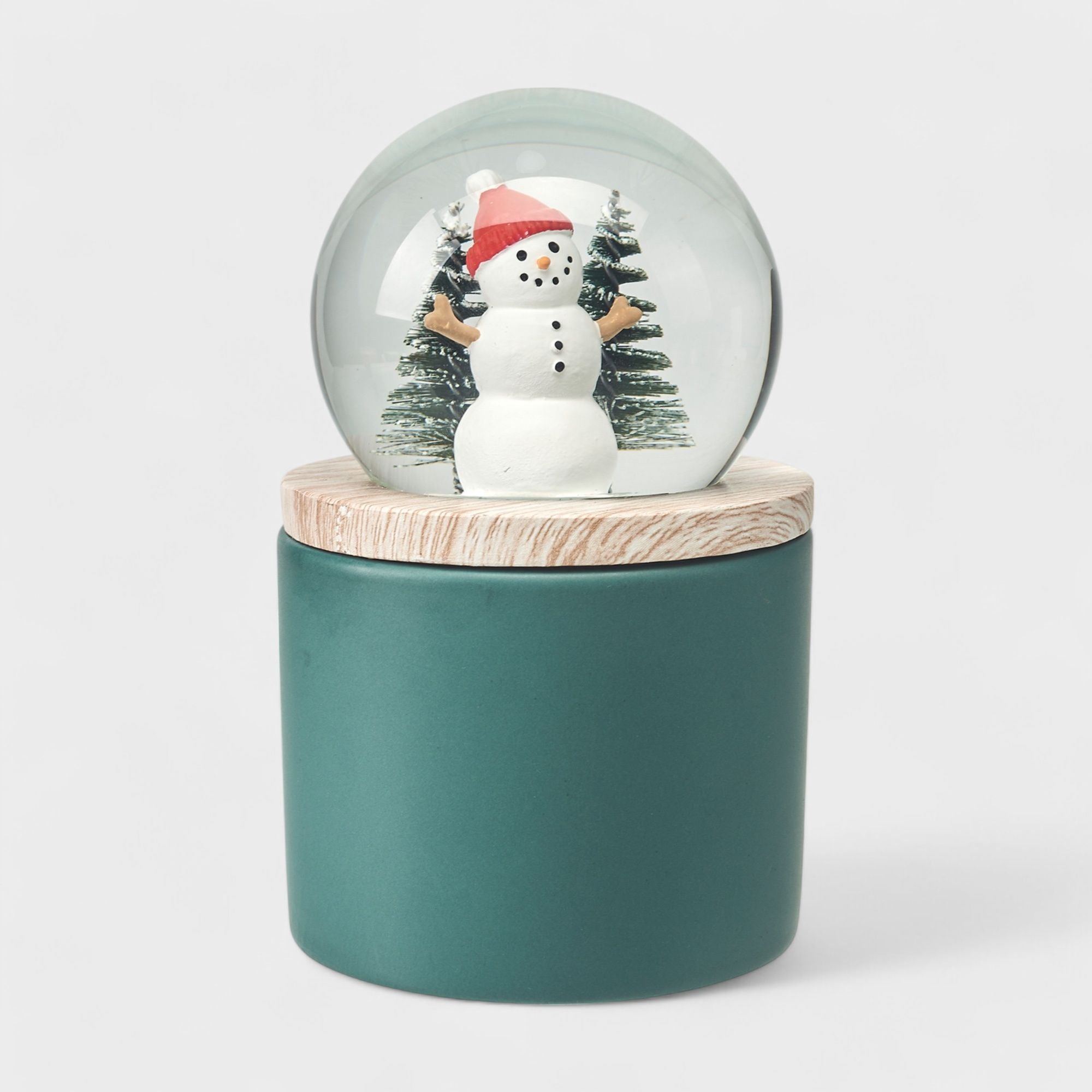 Snow Globe Candle for Christmas - Holiday Gift with Snowman & Santa Snow Globes - Dual Use Candle & Decor - 6oz/170g