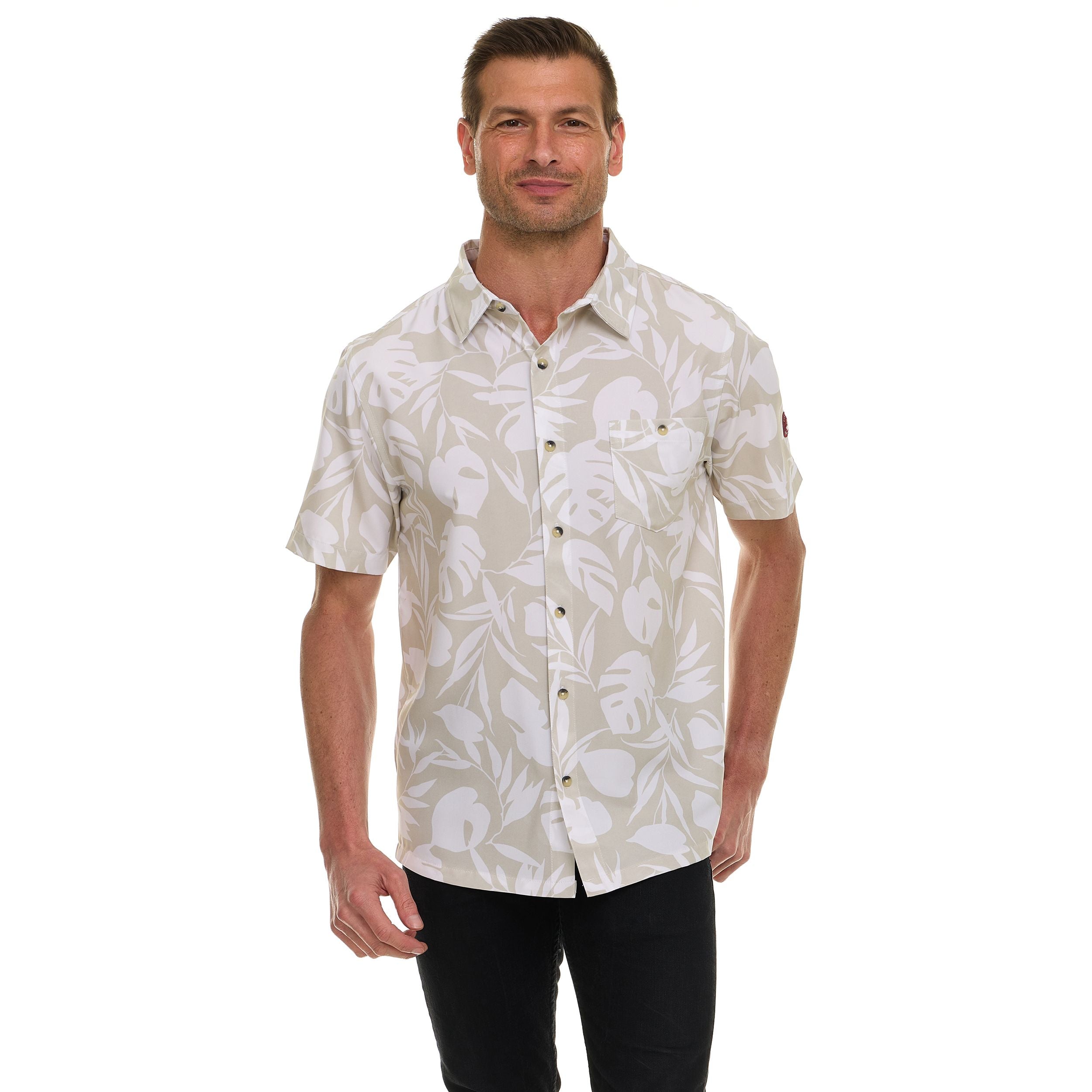 Canada Weather Gear Men's Short Sleeve Button-Up Shirt – Tropical Printed Casual Summer Shirt