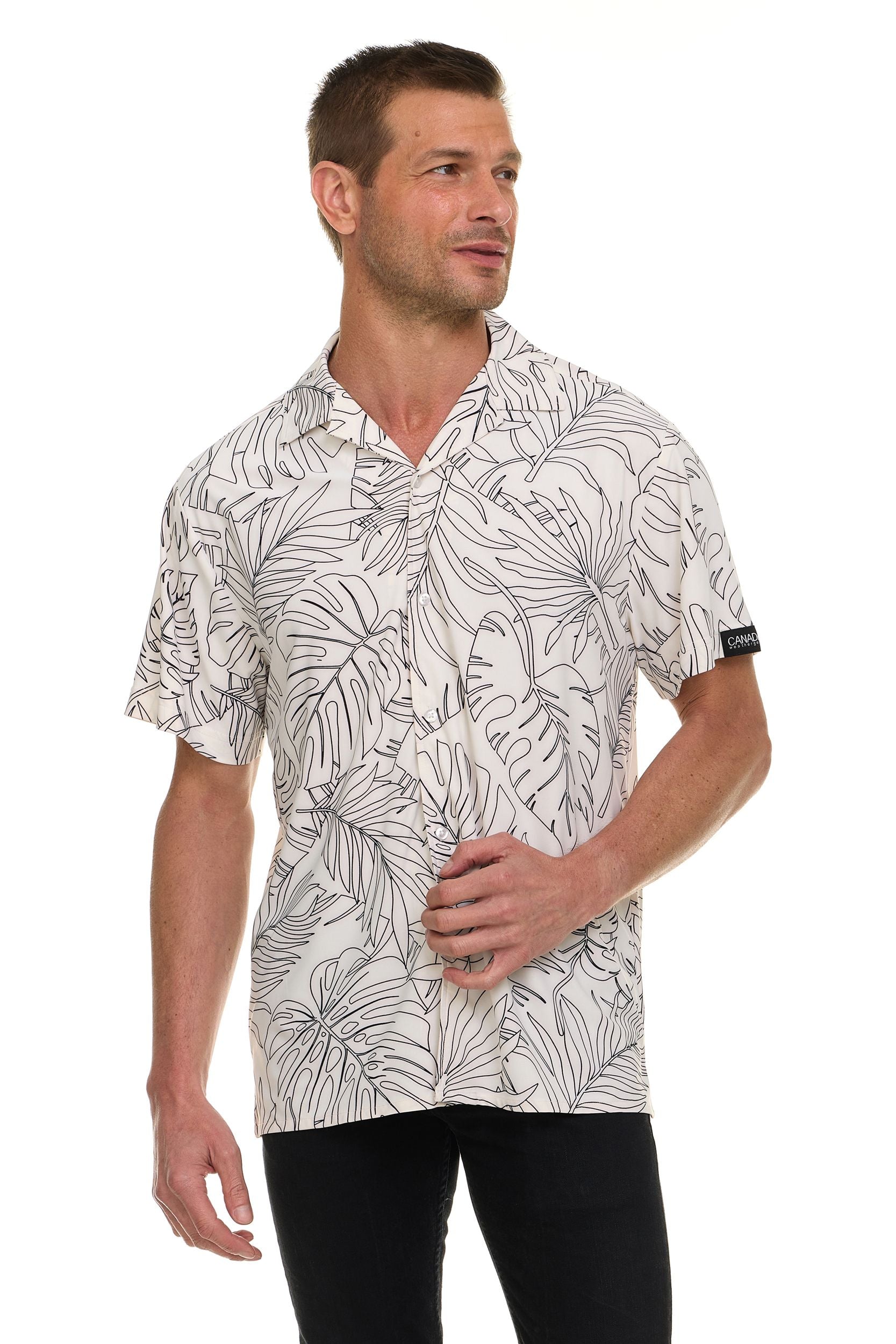 Canada Weather Gear Men’s ICE Fabric Camp Collar Shirt – 4-Way Super Stretch, Wrinkle Resistant, Moisture Wicking Travel Shirt