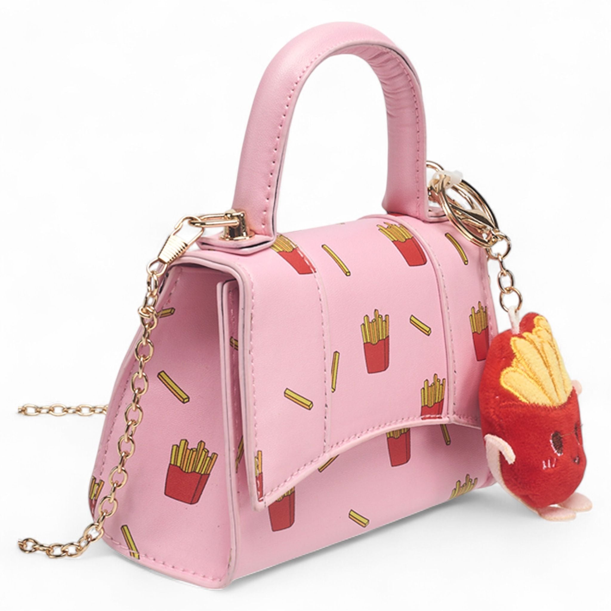 Willow & Ruby Girls' French Fry Print Mini Top Handle Crossbody Bag for Kids (Youth)