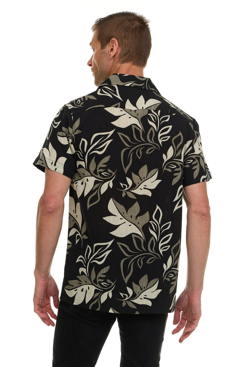 Super Triple Goose Men’s Short Sleeve Linen-Look Resort Shirt – Lightweight Button-Down Camp Shirt with Tropical Prints